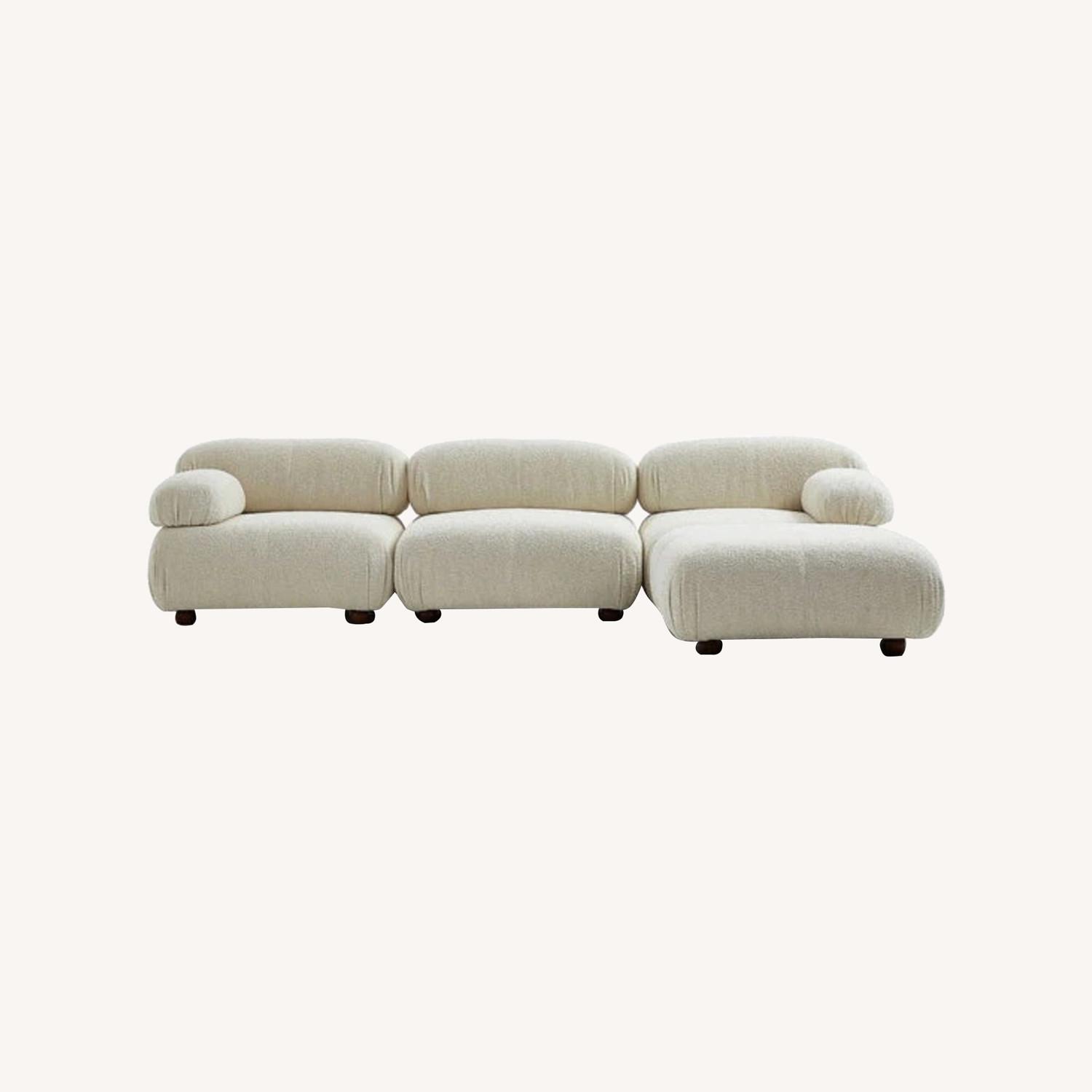 Pebbles Boucle Modular 3-Piece Sectional + Ottoman - image-0