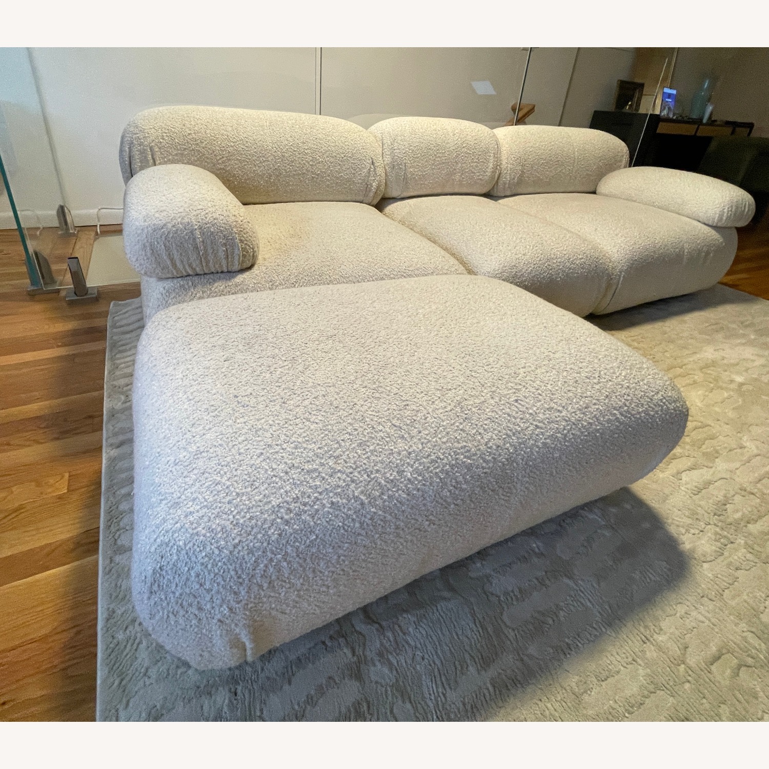 Pebbles Boucle Modular 3-Piece Sectional + Ottoman - image-2