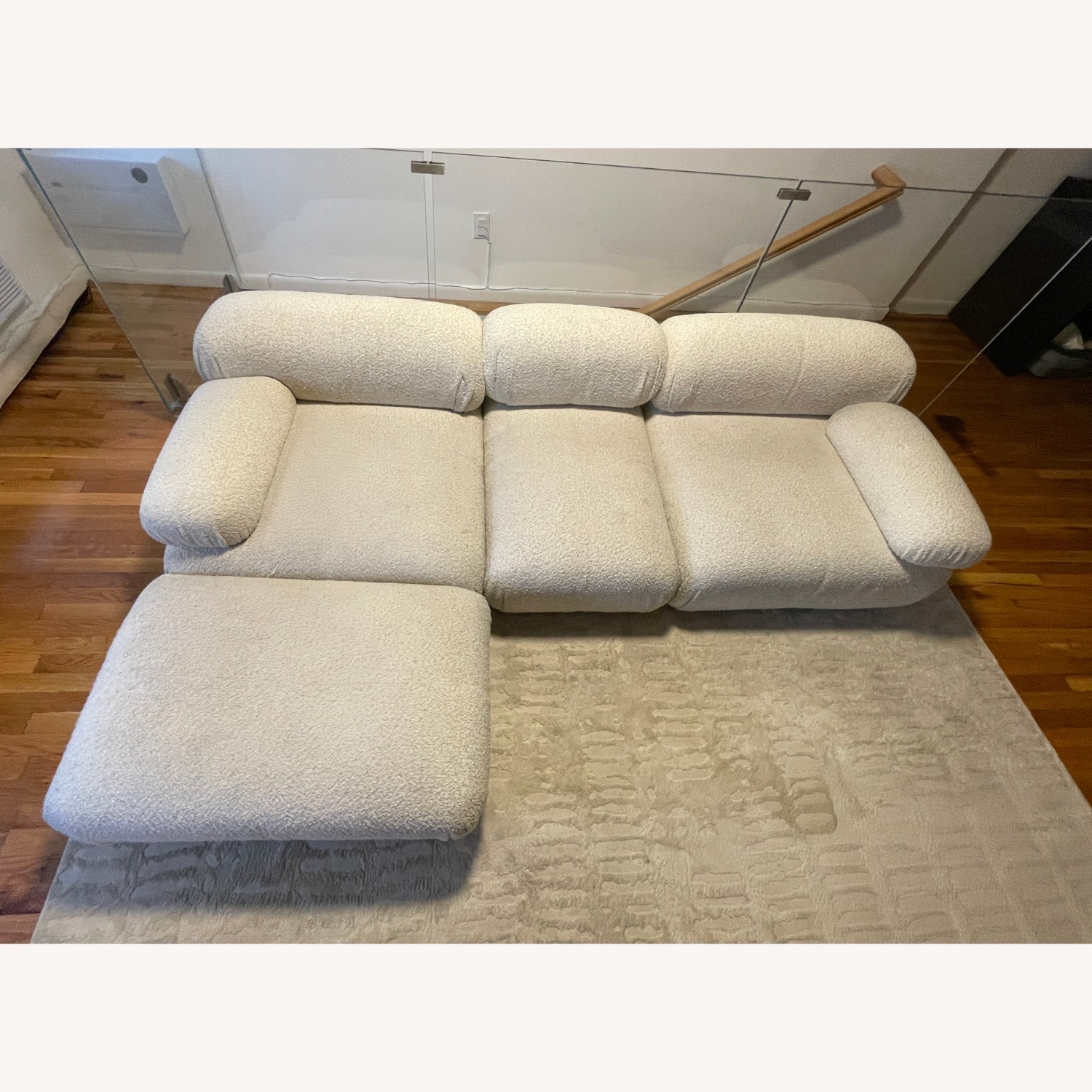 Pebbles Boucle Modular 3-Piece Sectional + Ottoman - image-1
