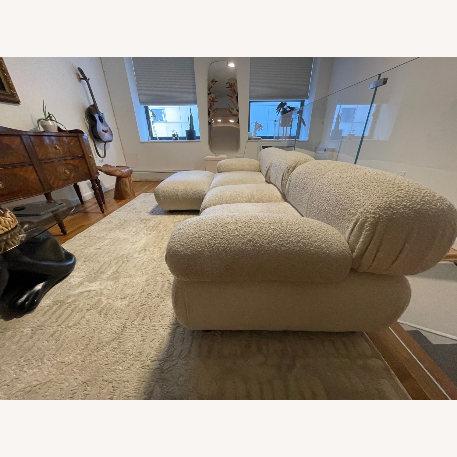 Pebbles Boucle Modular 3-Piece Sectional + Ottoman - image-3