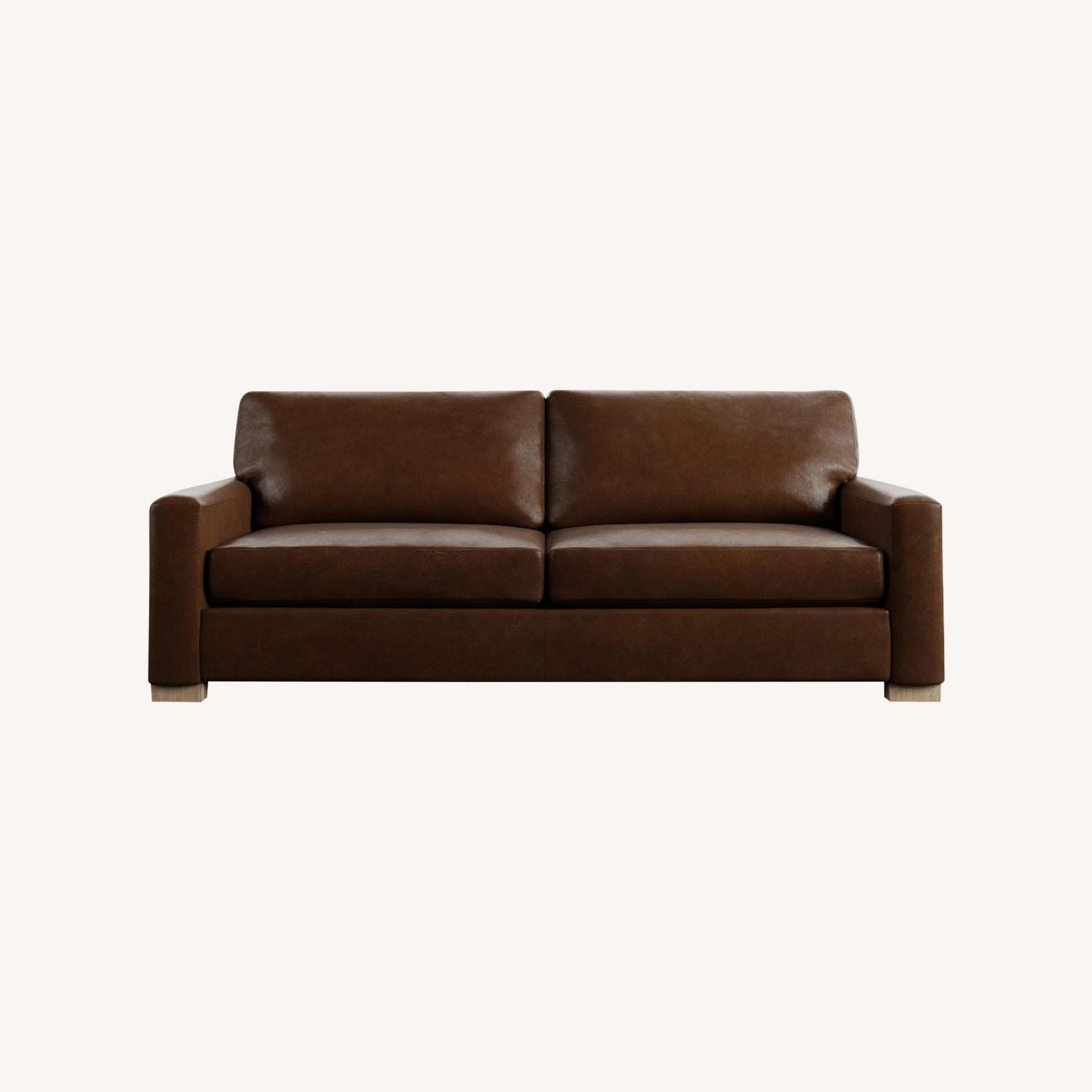 Pottery Barn Turner Leather Sofa & Ottoman - image-0
