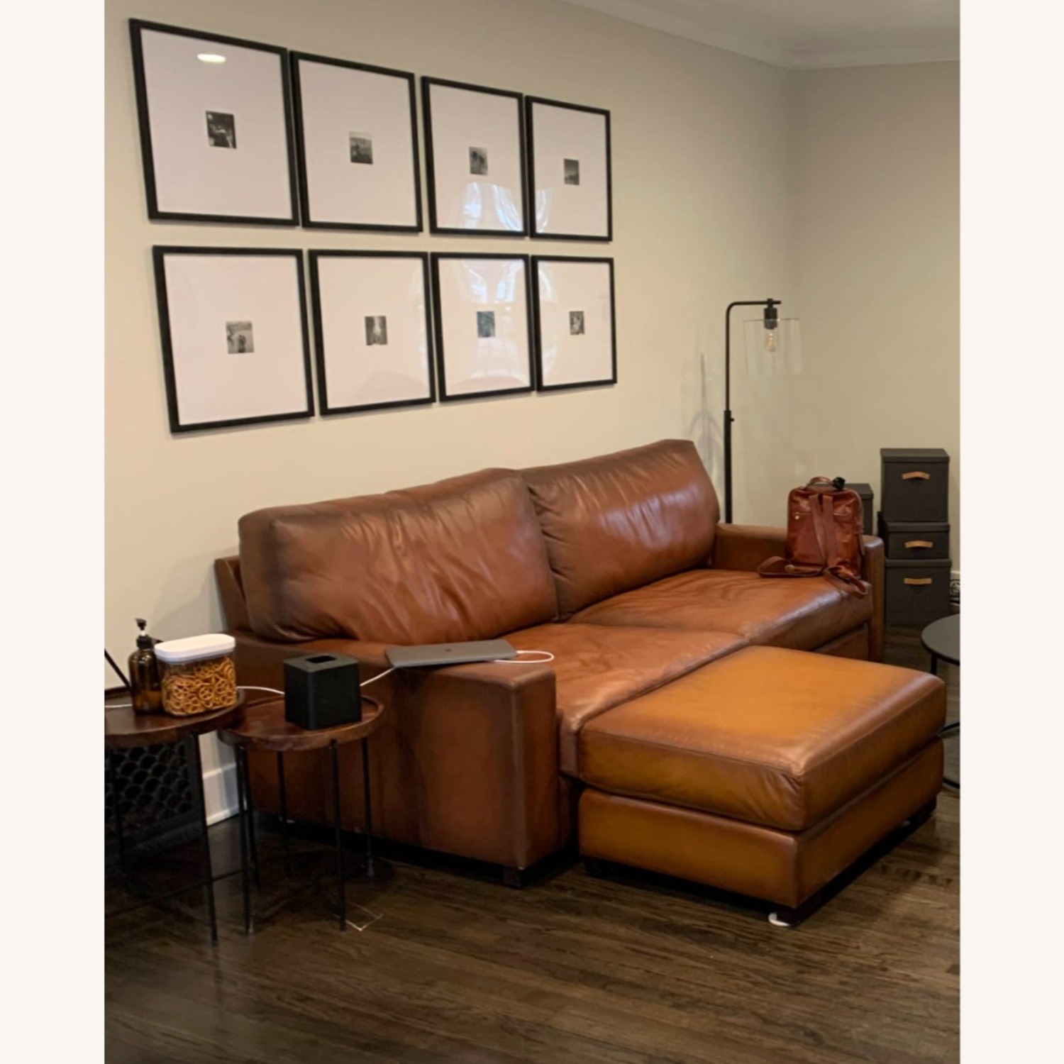 Pottery Barn Turner Leather Sofa & Ottoman - image-2