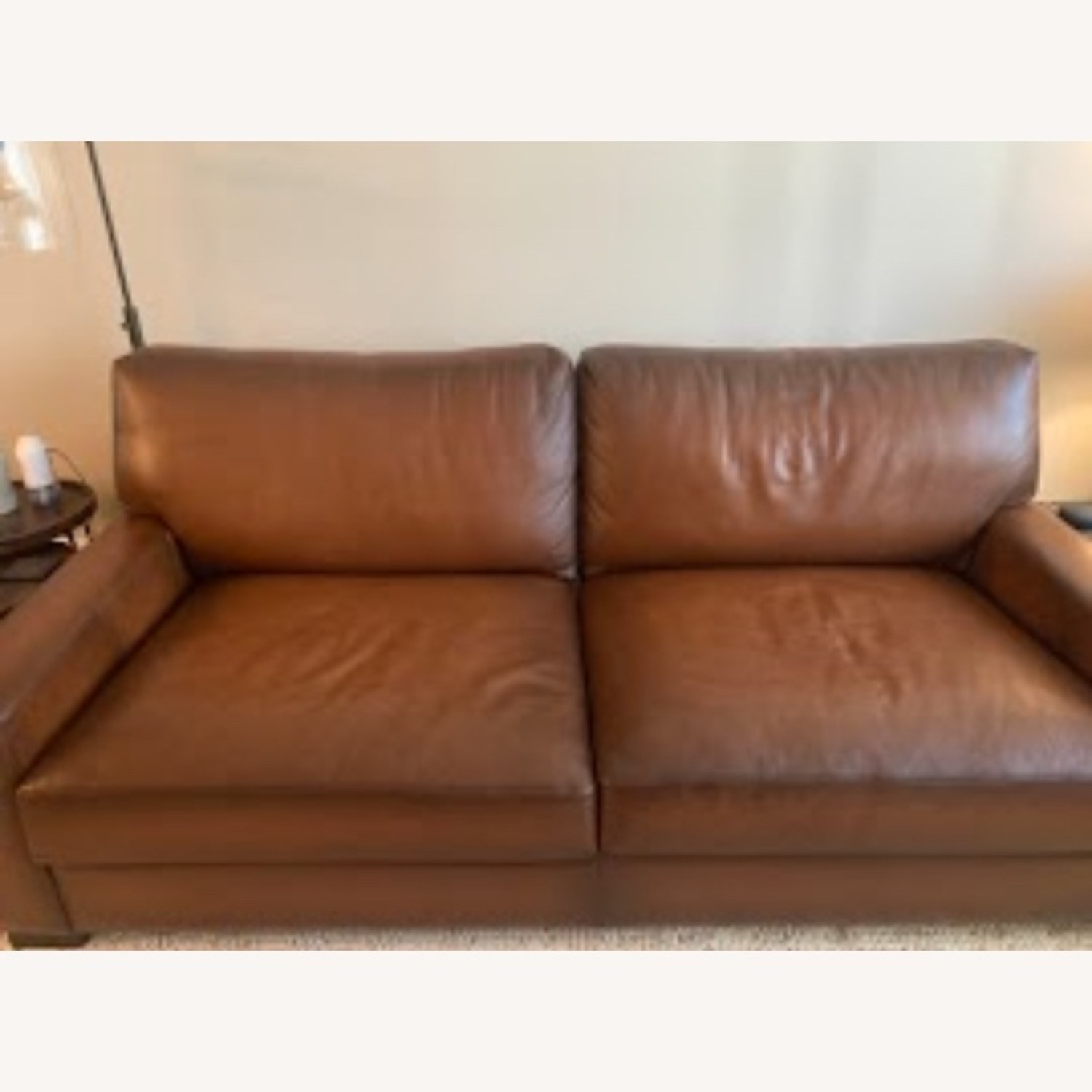 Pottery Barn Turner Leather Sofa & Ottoman - image-1