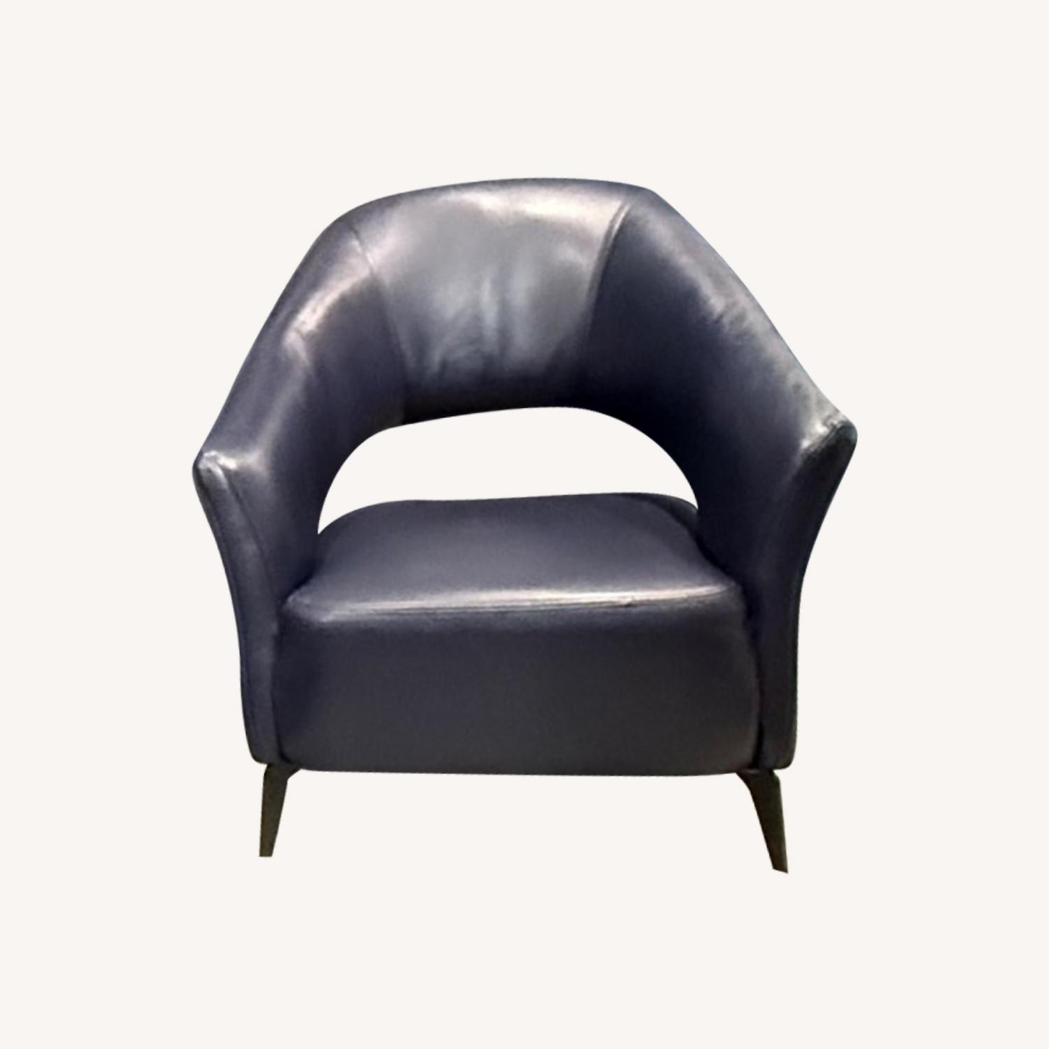 Blue Leather Vintage Accent Chairs - image-0
