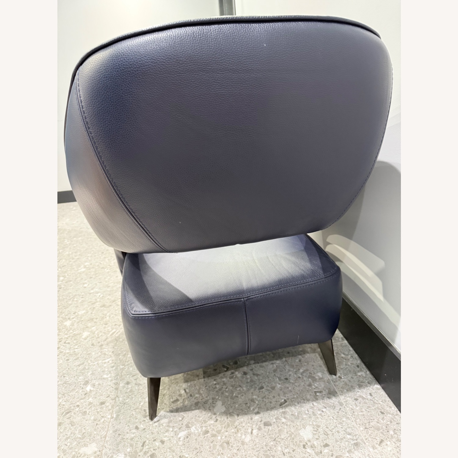 Blue Leather Vintage Accent Chairs - image-8
