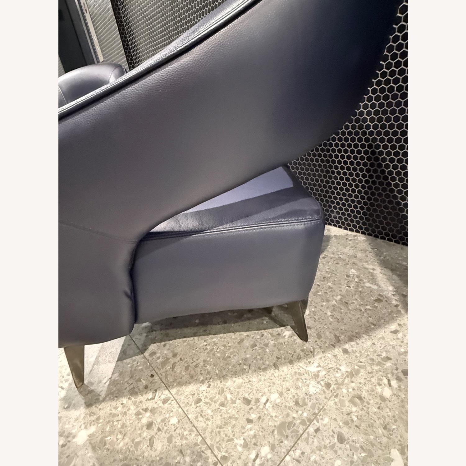 Blue Leather Vintage Accent Chairs - image-4