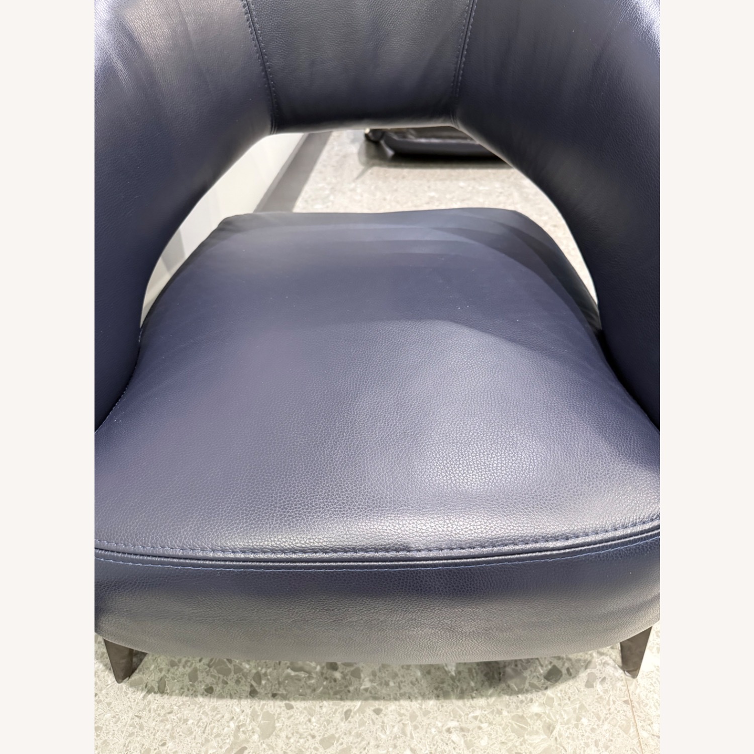 Blue Leather Vintage Accent Chairs - image-12