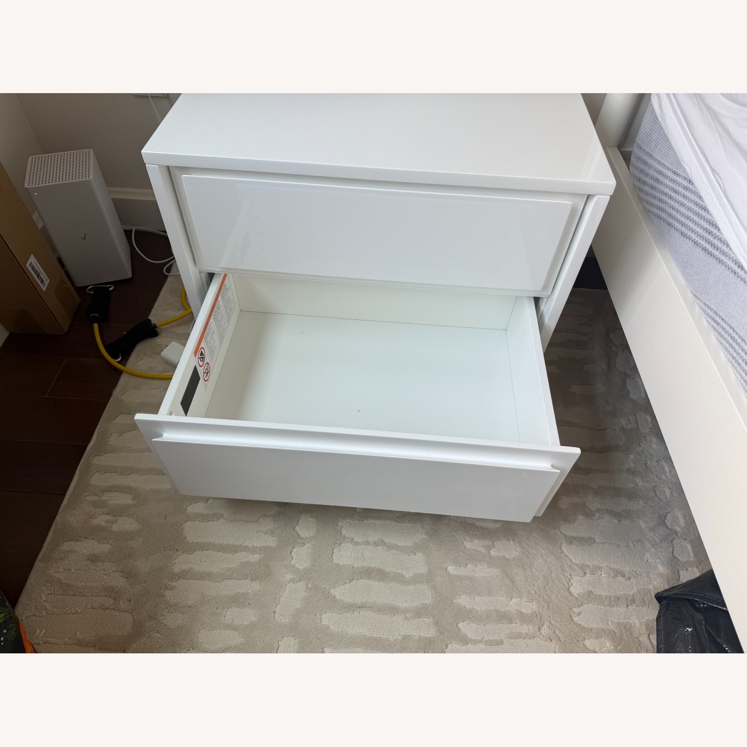 CB2 Gallery White 2-Drawer Nightstand - image-1