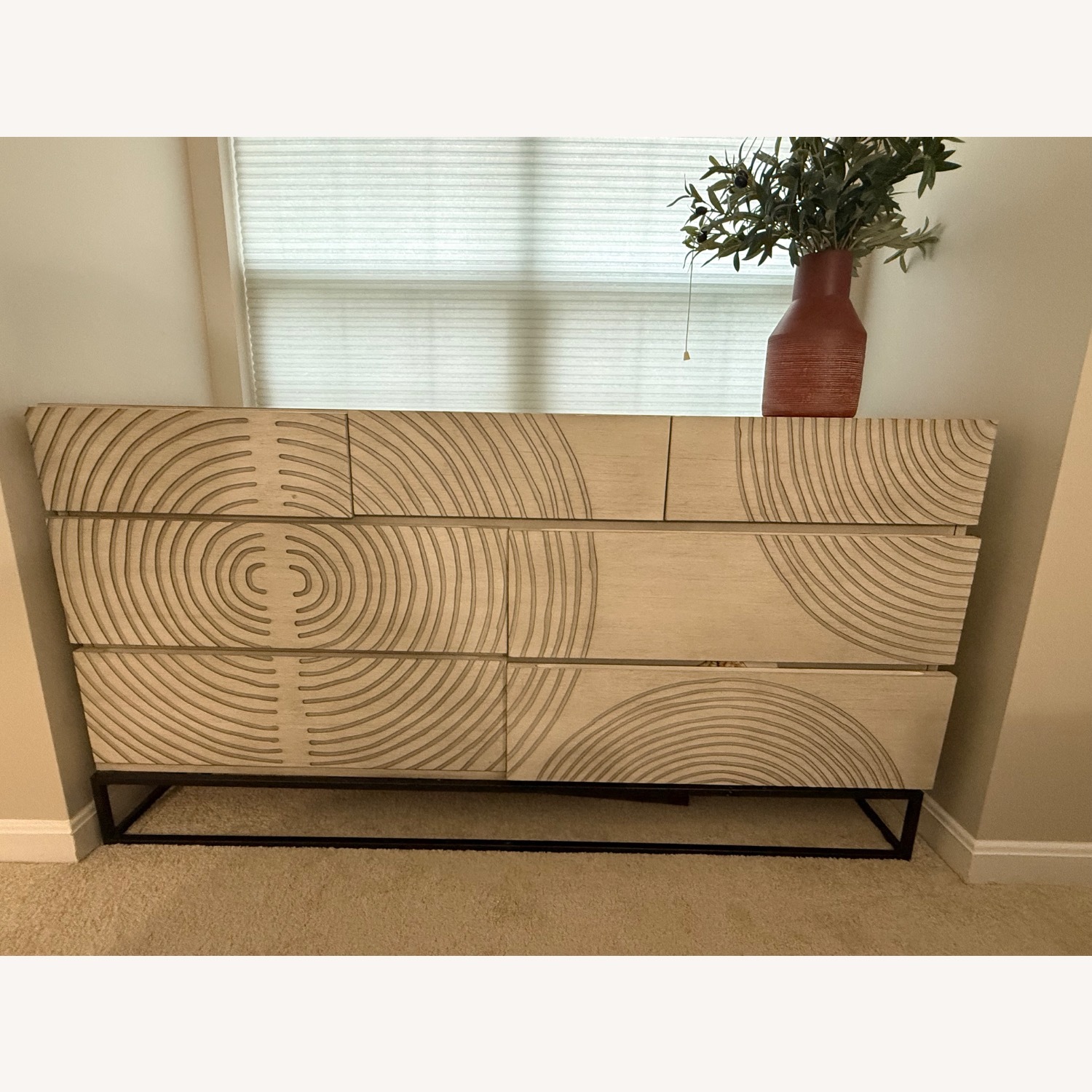 Crate & Barrel Circulus Dove White Wood 7-Drawer Dresser - image-1
