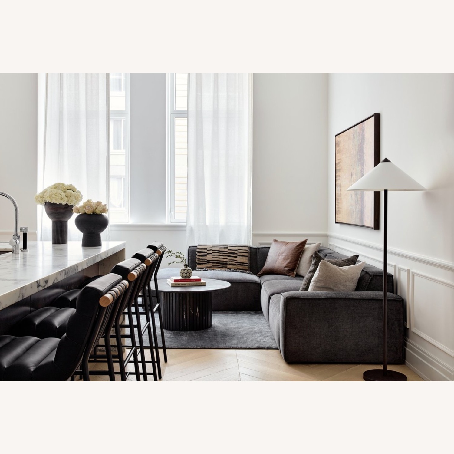 Castlery Dark Grey Blue Chenille Sectional - image-2