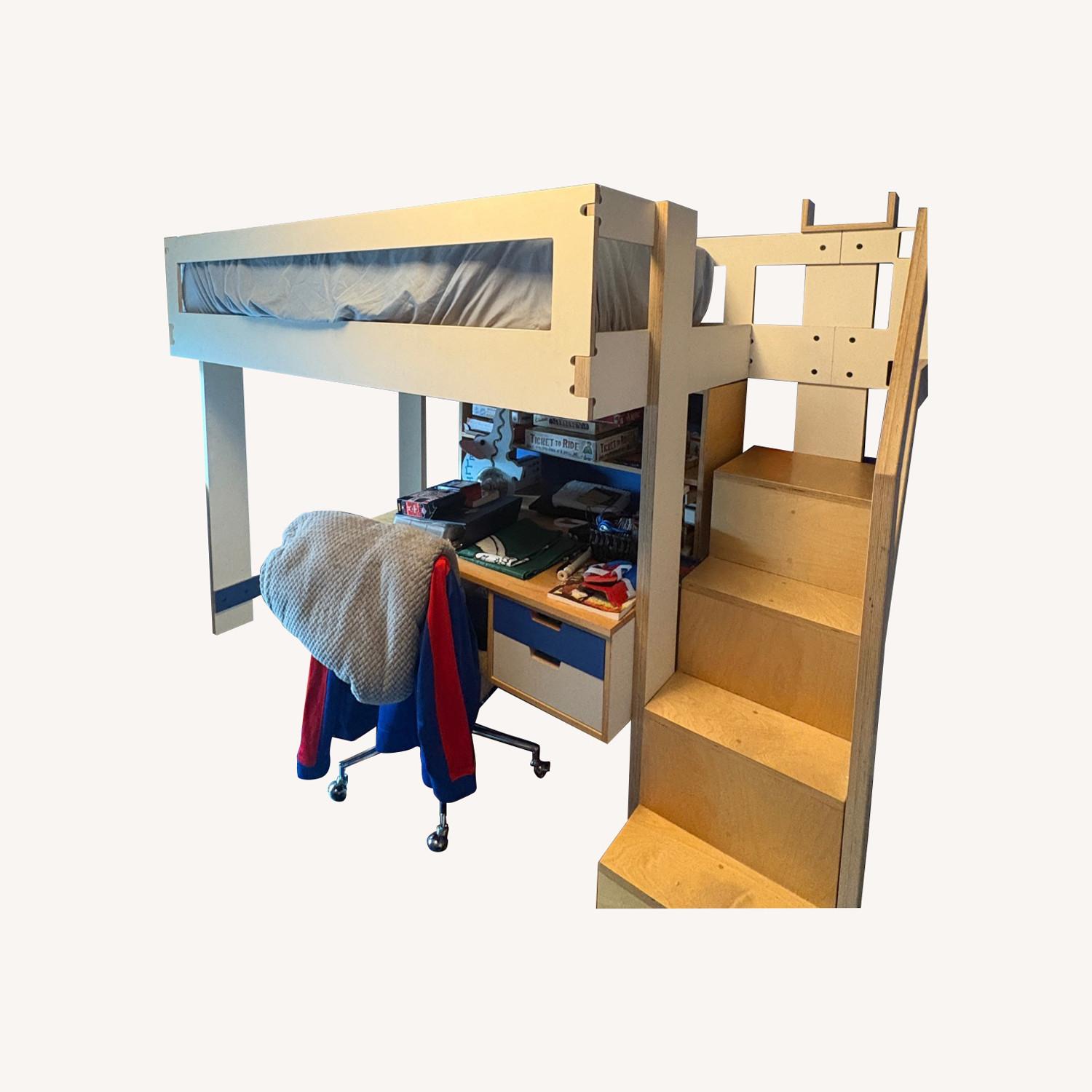 Handcrafted Lofted Bed & Desk Combo - image-0