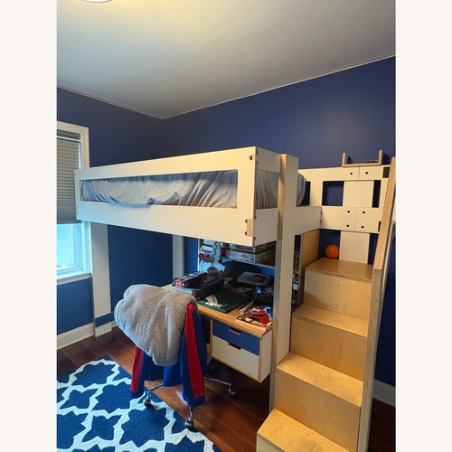 Used Handcrafted Lofted Bed & Desk Combo for sale on AptDeco