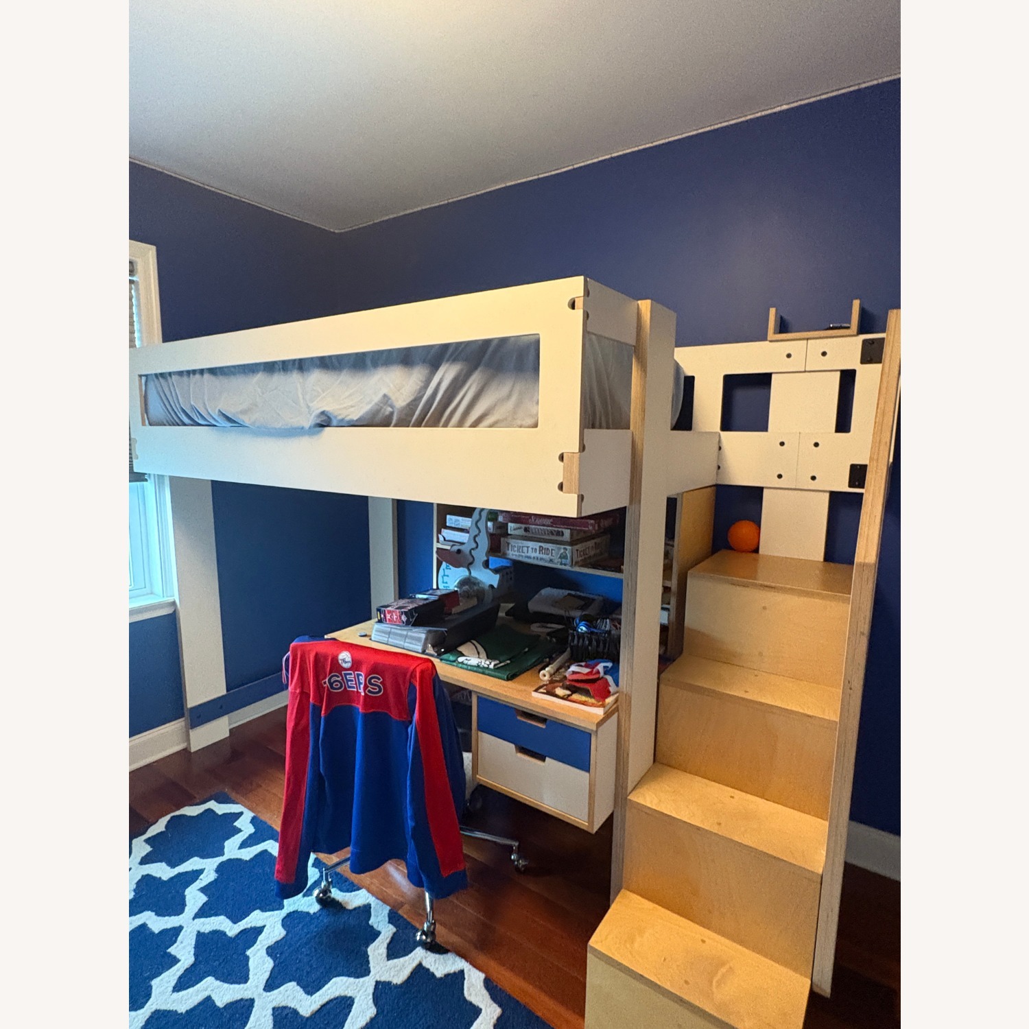 Handcrafted Lofted Bed & Desk Combo - image-2