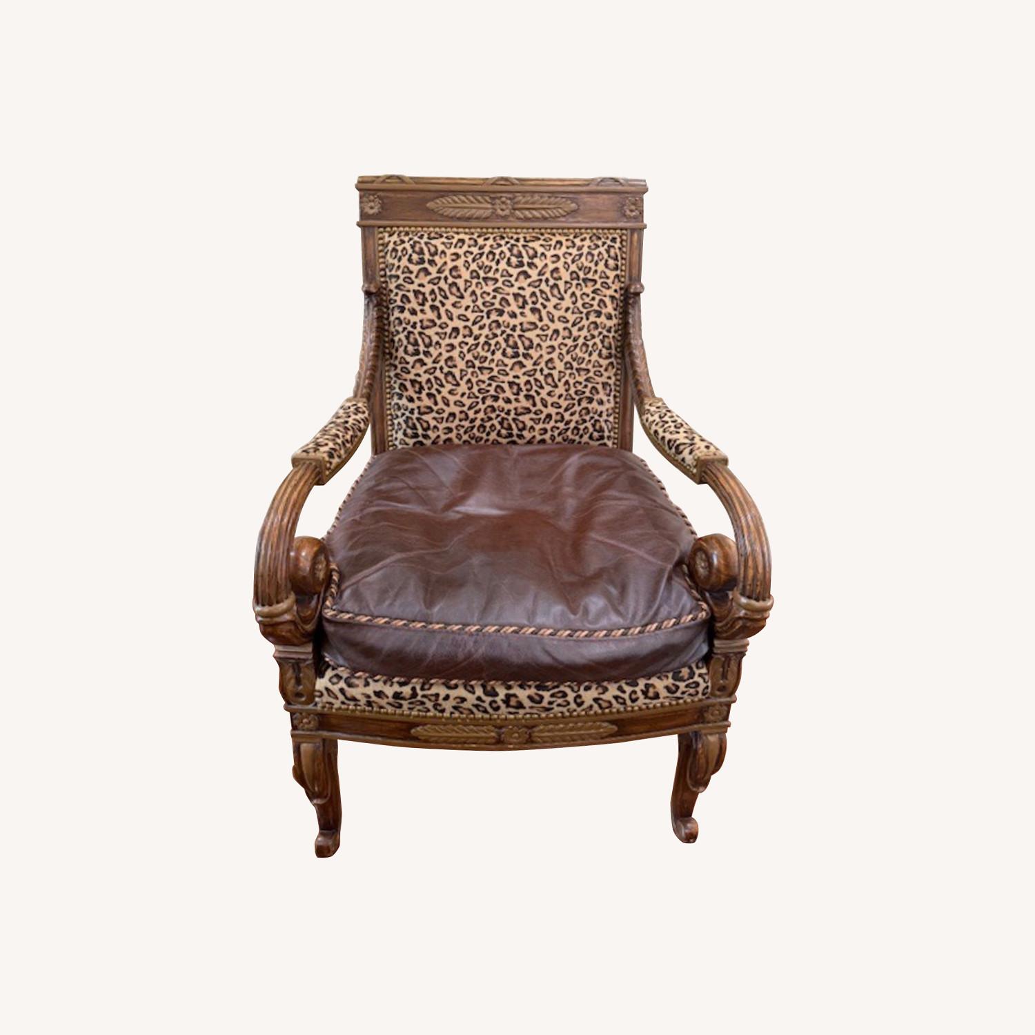 Leopard Print Leather and Fabric Chair - image-0
