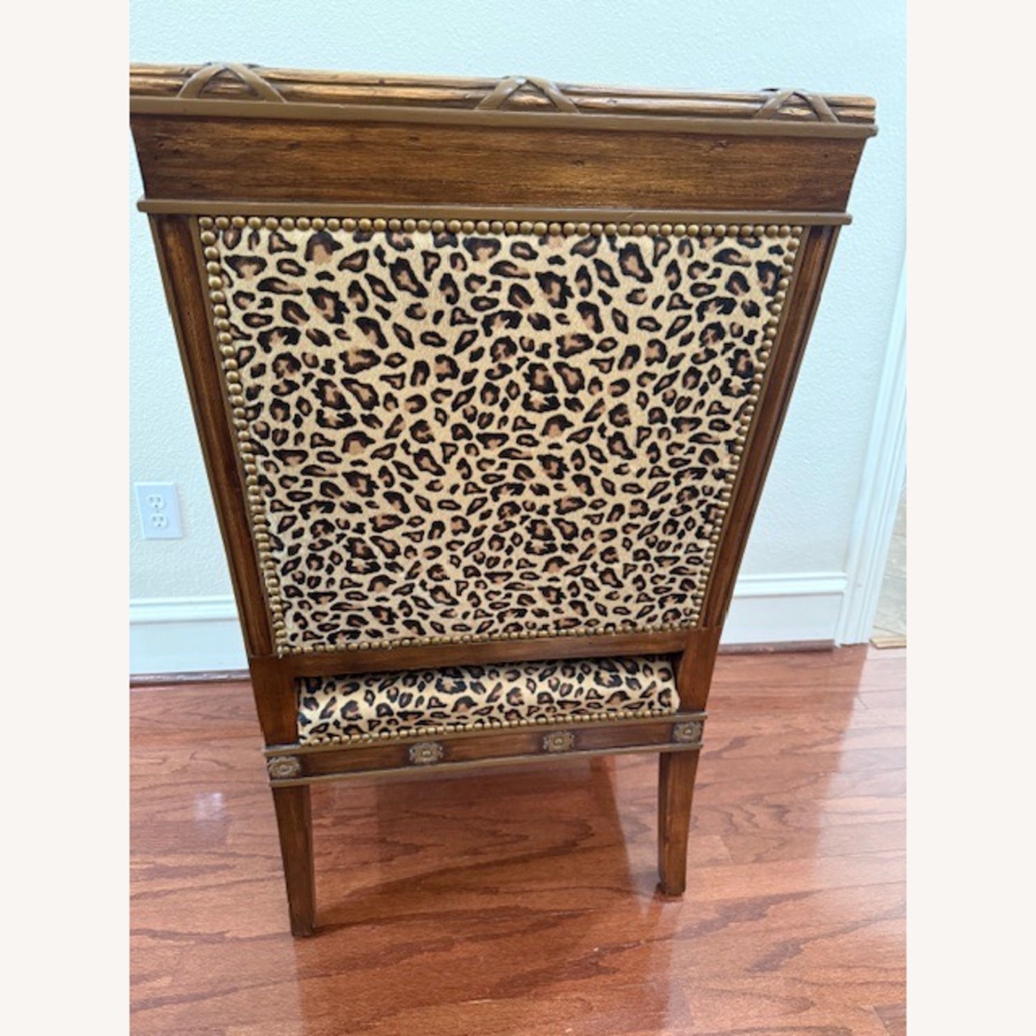 Leopard Print Leather and Fabric Chair - image-4