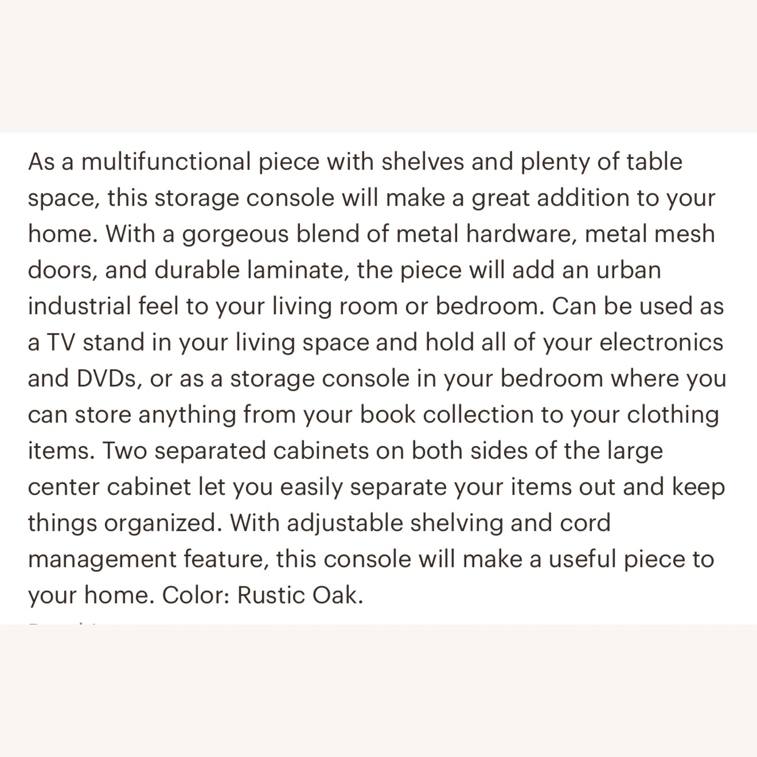 60” Industrial Media Console – Rustic Oak - image-4