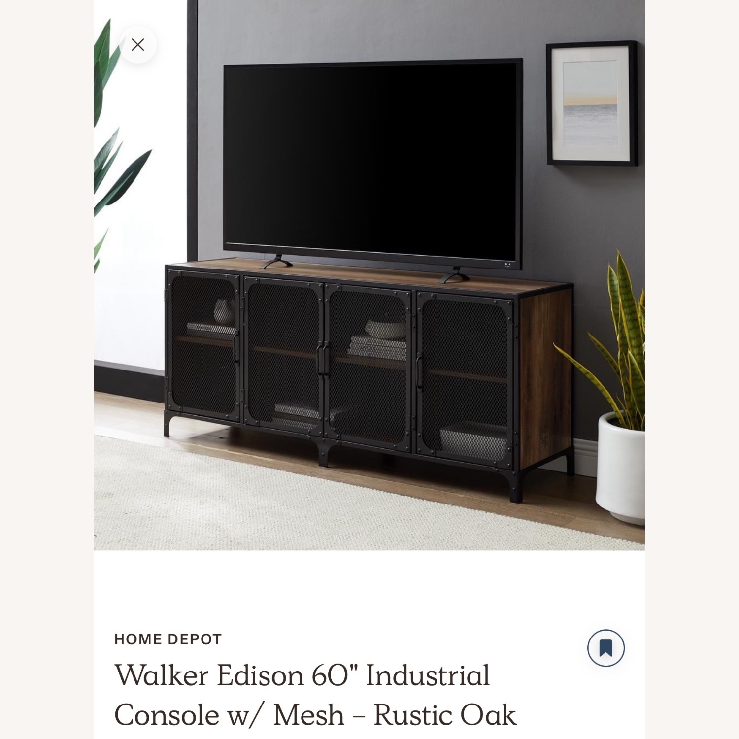60” Industrial Media Console – Rustic Oak - image-3
