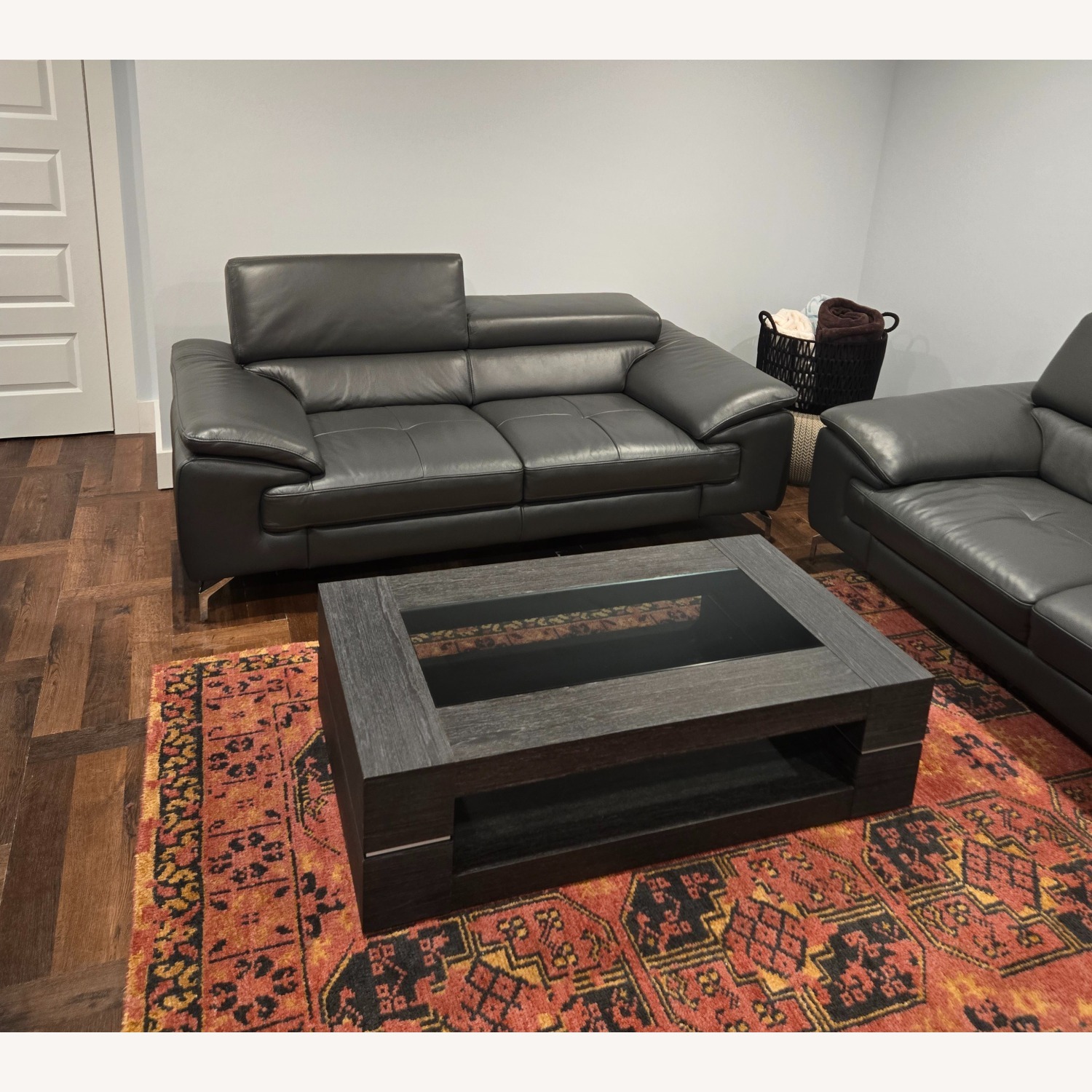  Ital Mod Leather Couch - image-1