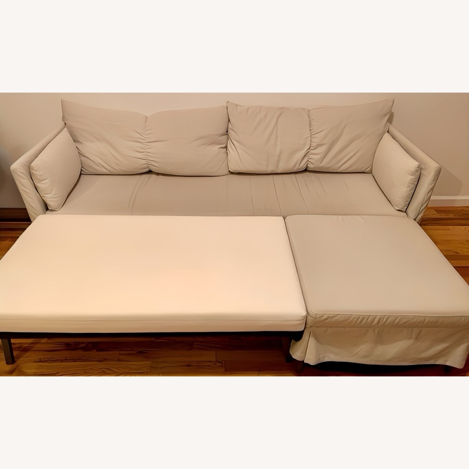 IKEA Sandbacken Sleeper Sofa with Ottoman (Beige) - image-3