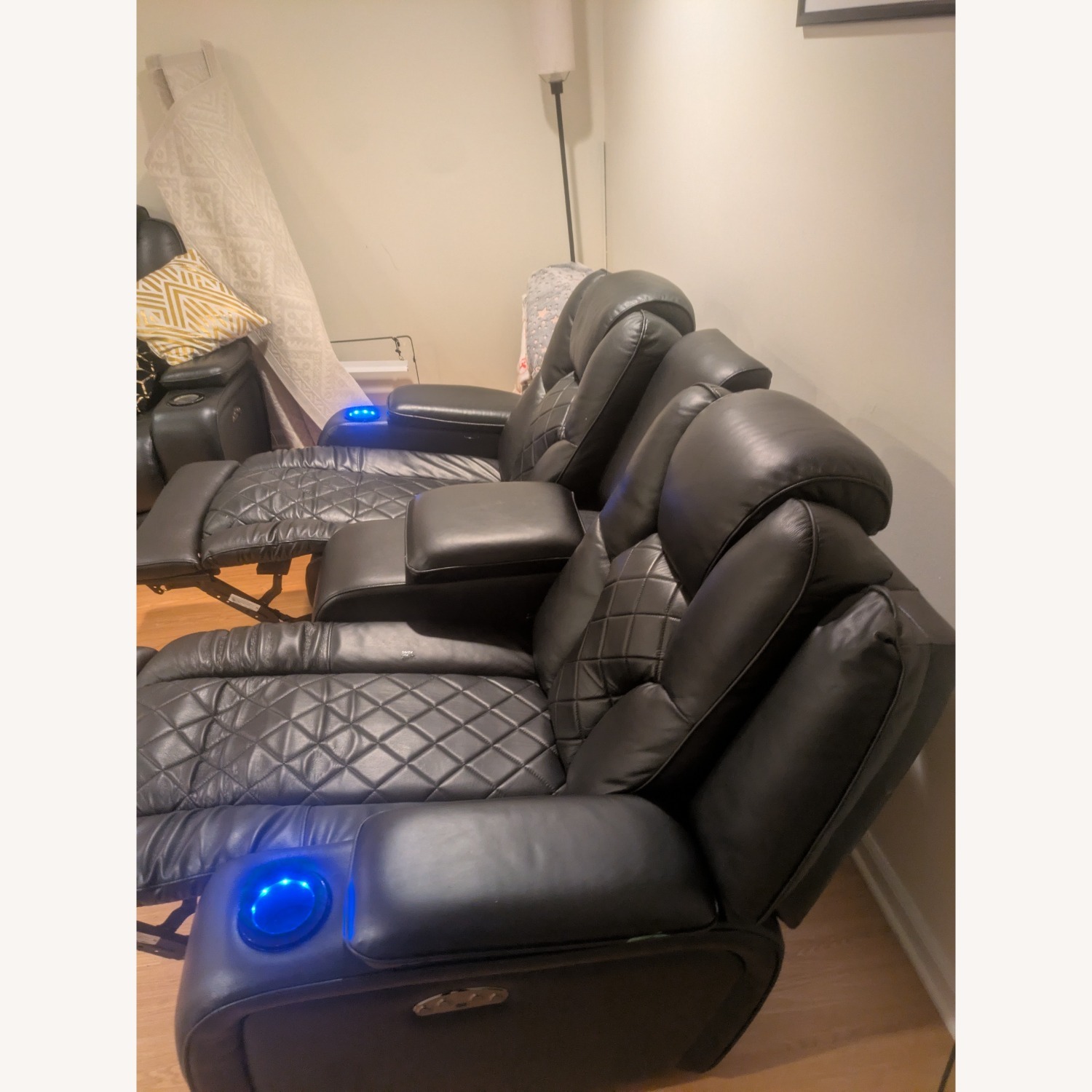 Panther Black Leather Power Reclining Loveseat  - image-2