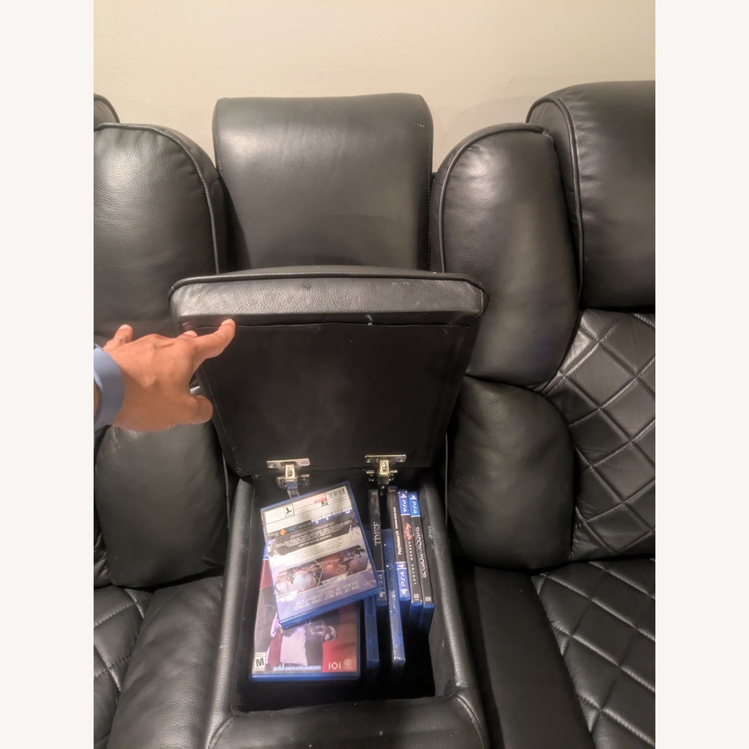 Panther Black Leather Power Reclining Loveseat  - image-3