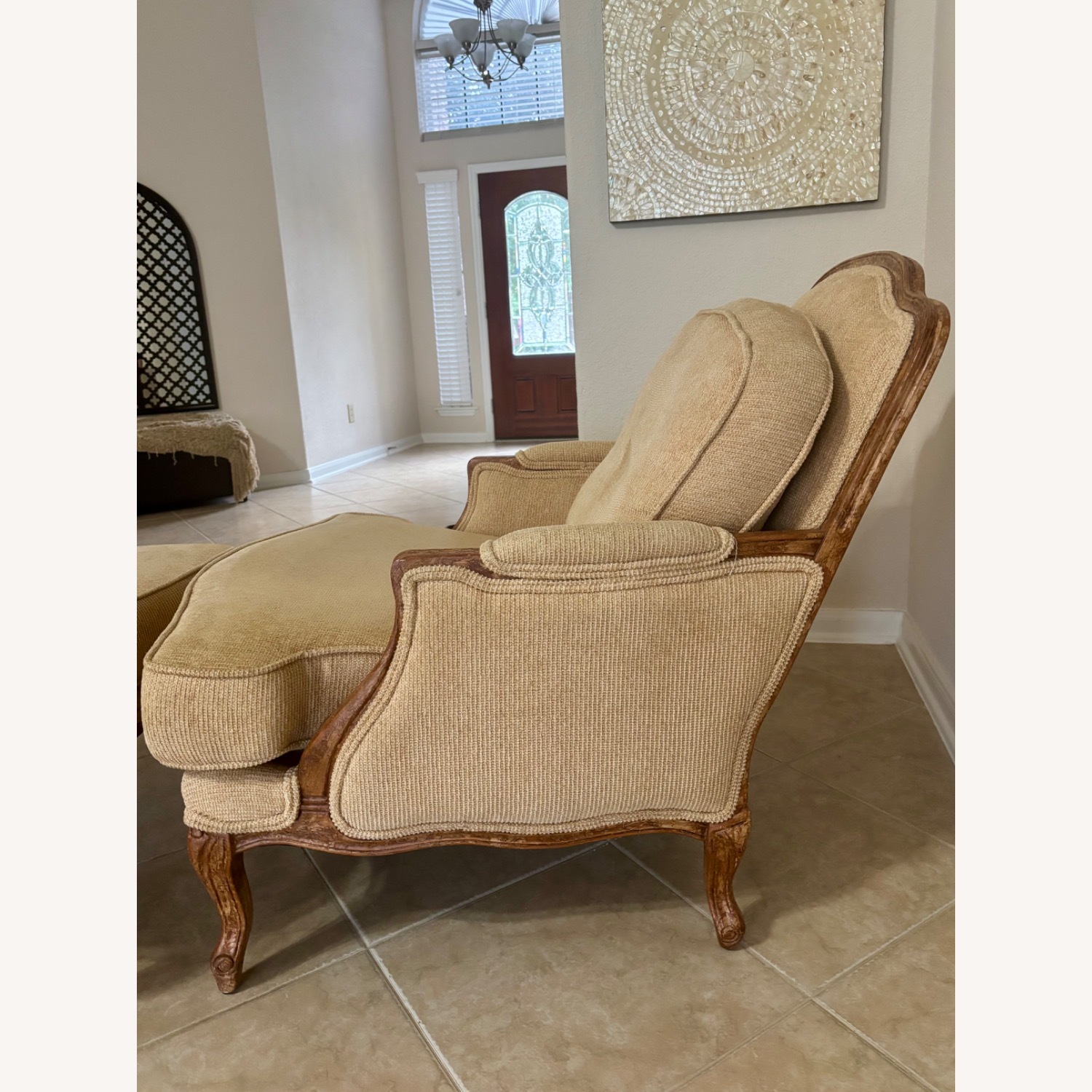 Chenille Bergere Arm Chair & Ottoman  - image-3