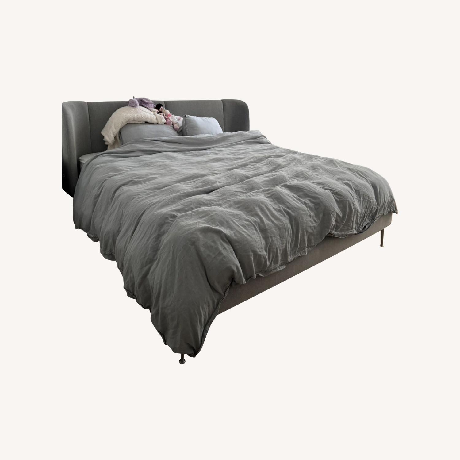 IKEA TUFJORD Grey King Size Upholstered Bed Frame - image-5
