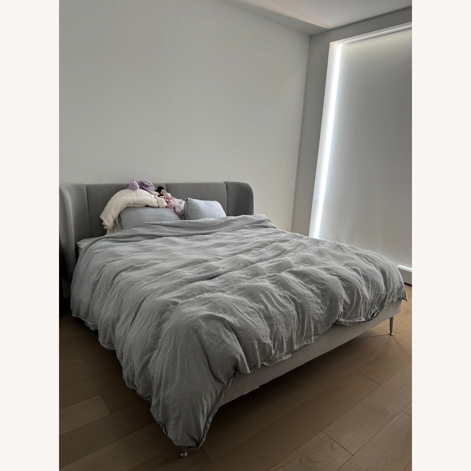 IKEA TUFJORD Grey King Size Upholstered Bed Frame - image-1