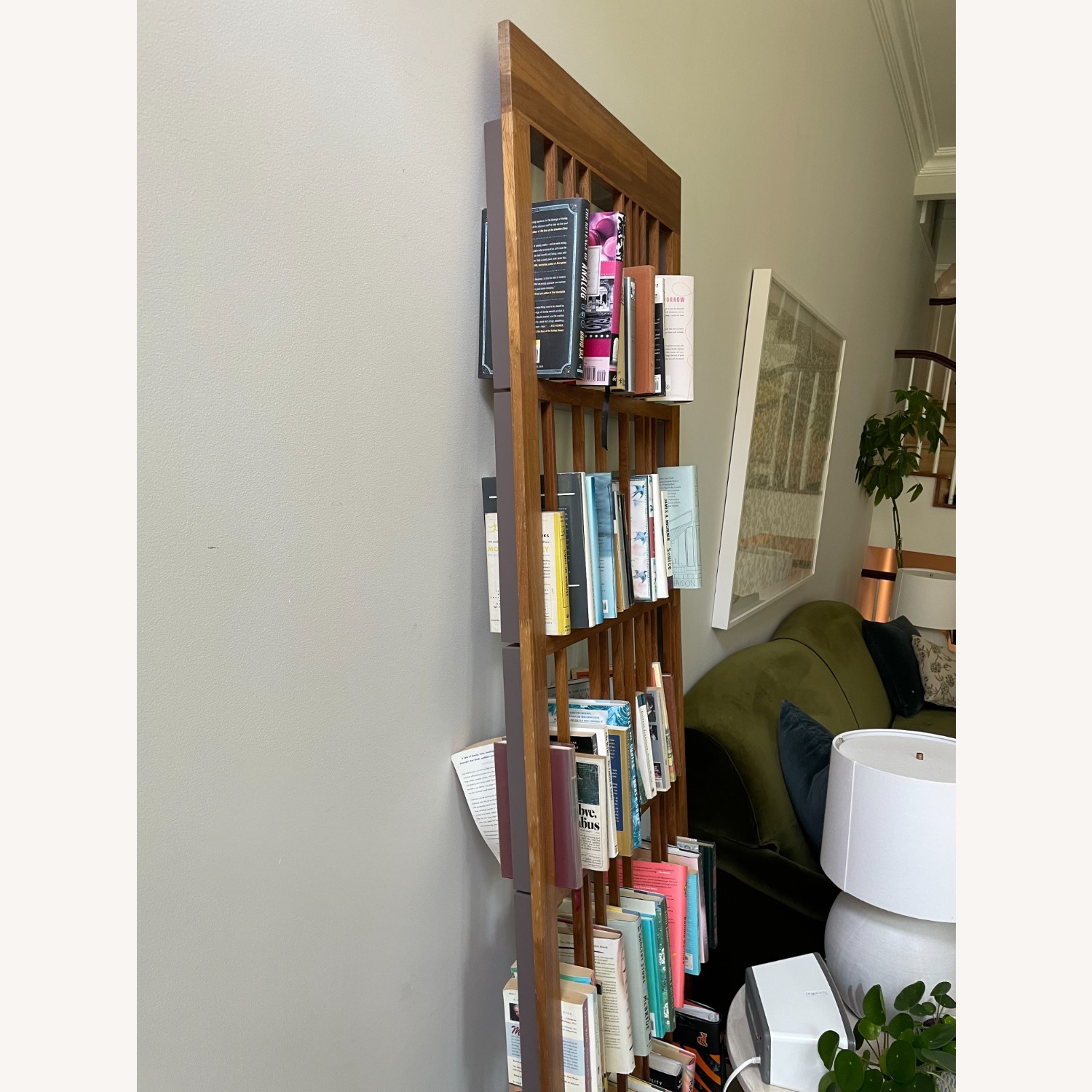 Vintage Walnut Leaning Bookshelf - image-5