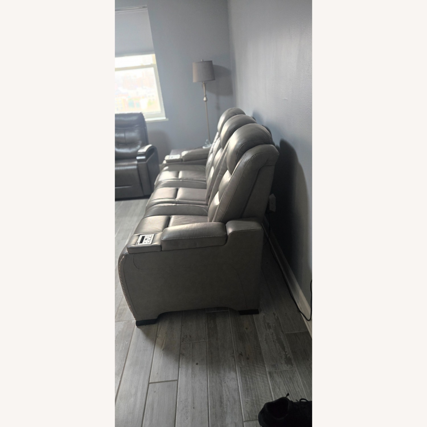 Ashley Gray Leather Sofa - image-4