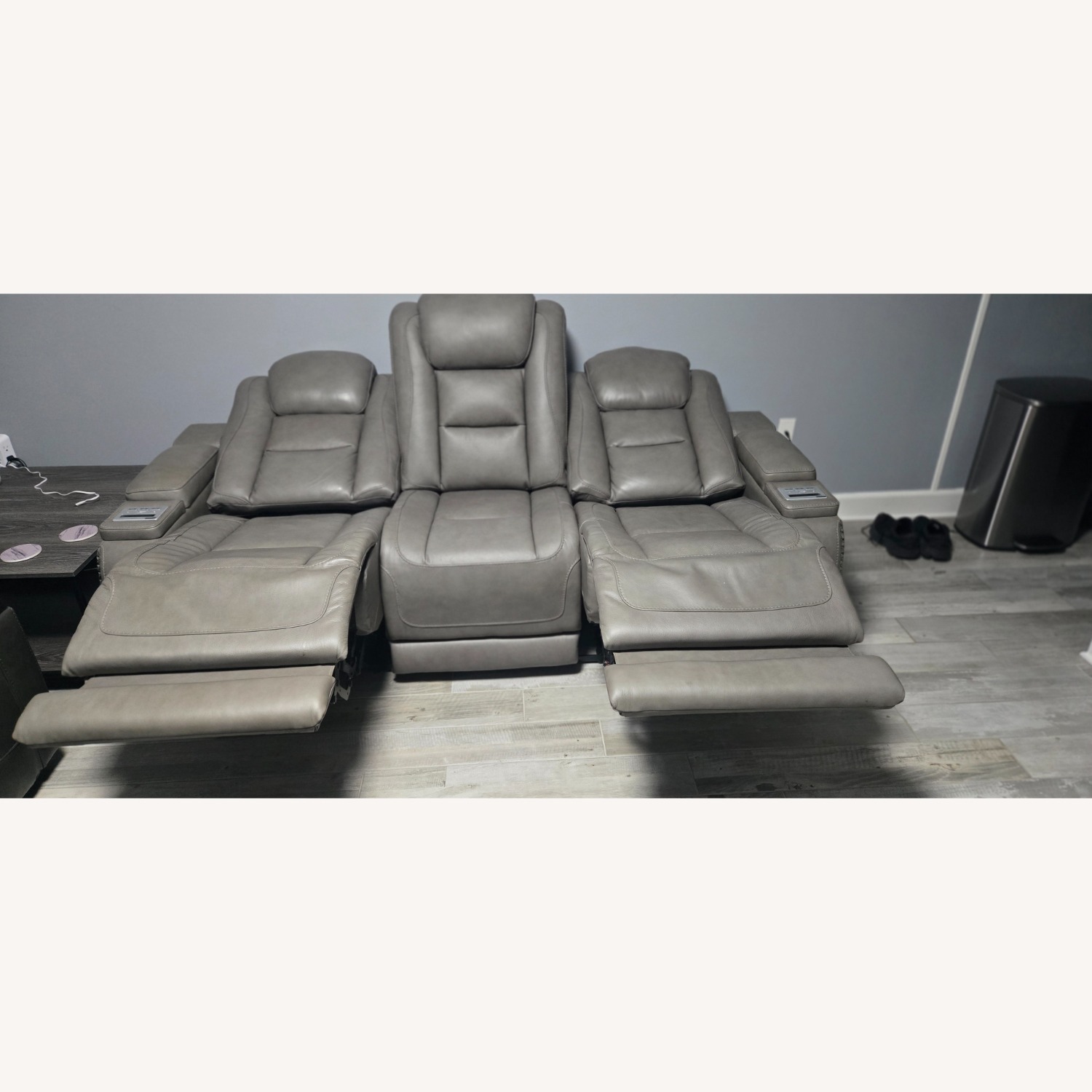 Ashley Gray Leather Sofa - image-2