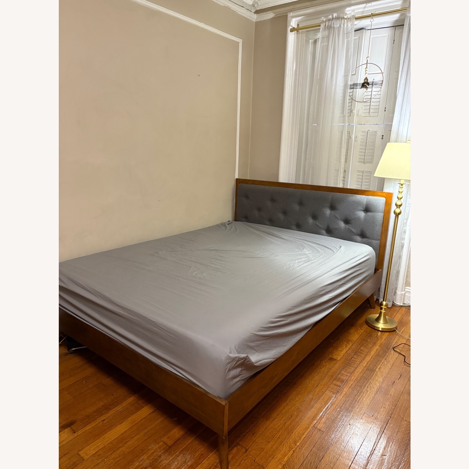 Tufted Platform Wooden Bed Frame - image-1