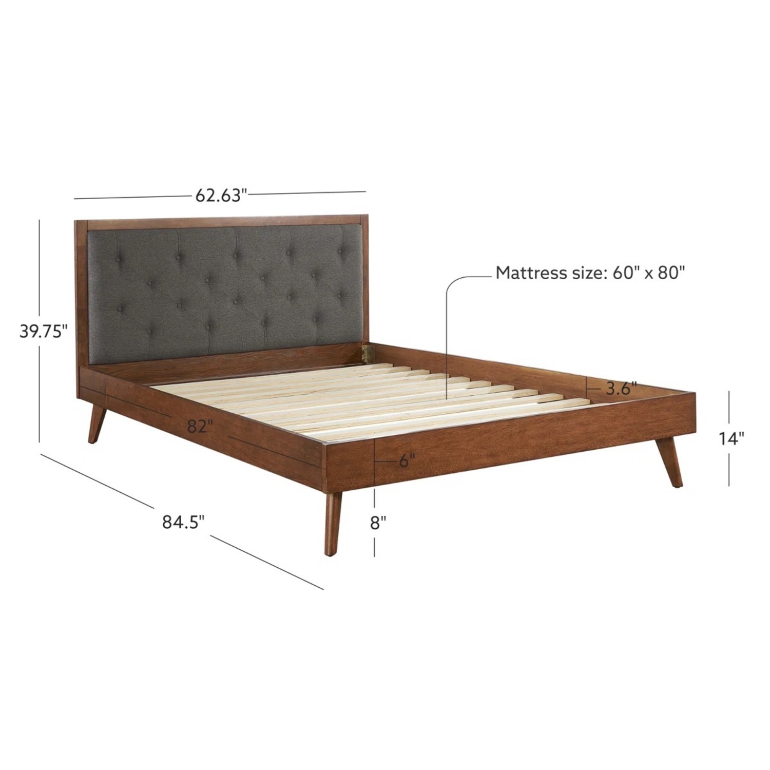 Tufted Platform Wooden Bed Frame - image-6