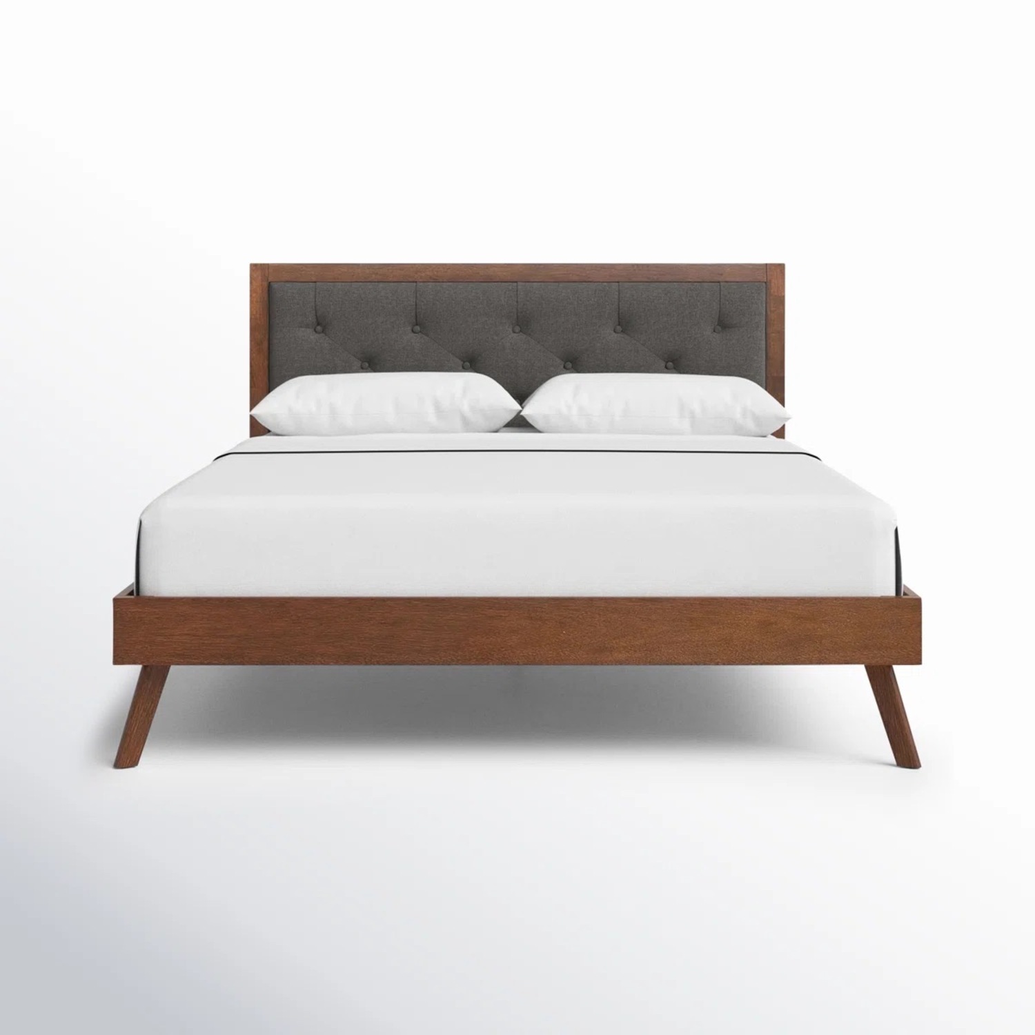 Tufted Platform Wooden Bed Frame - image-7