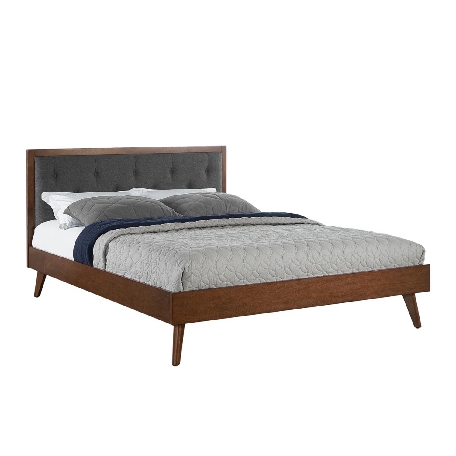 Tufted Platform Wooden Bed Frame - image-8