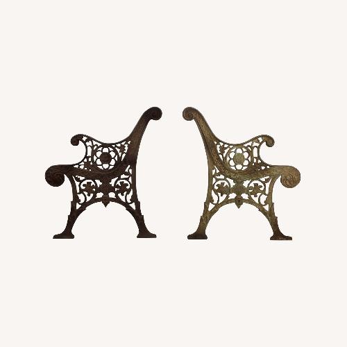 Used Antique Ornate Wrought Iron Outdoor Bench Sides for sale on AptDeco