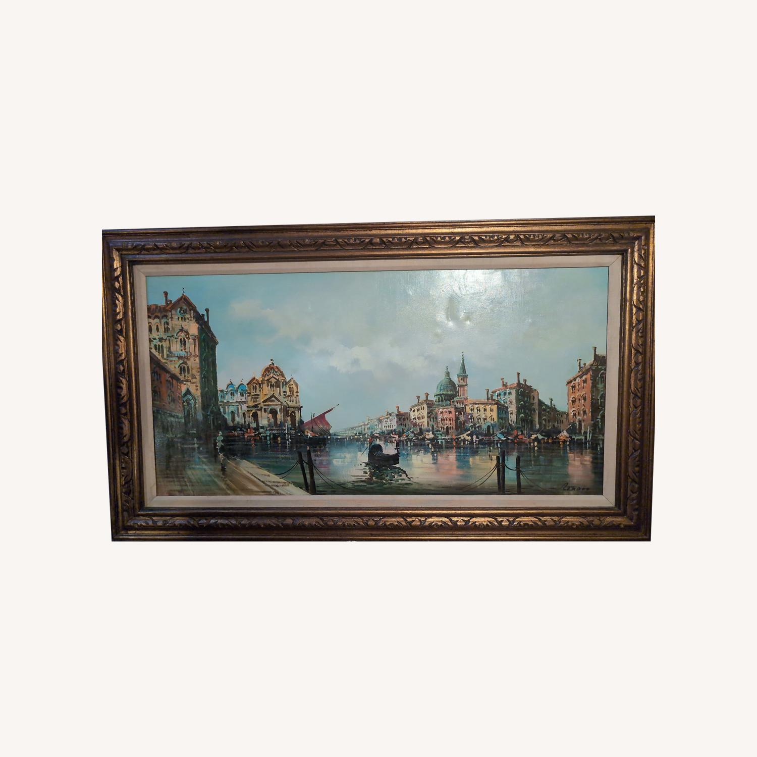 Vintage 1935 Ventician Canal W Frame - image-0