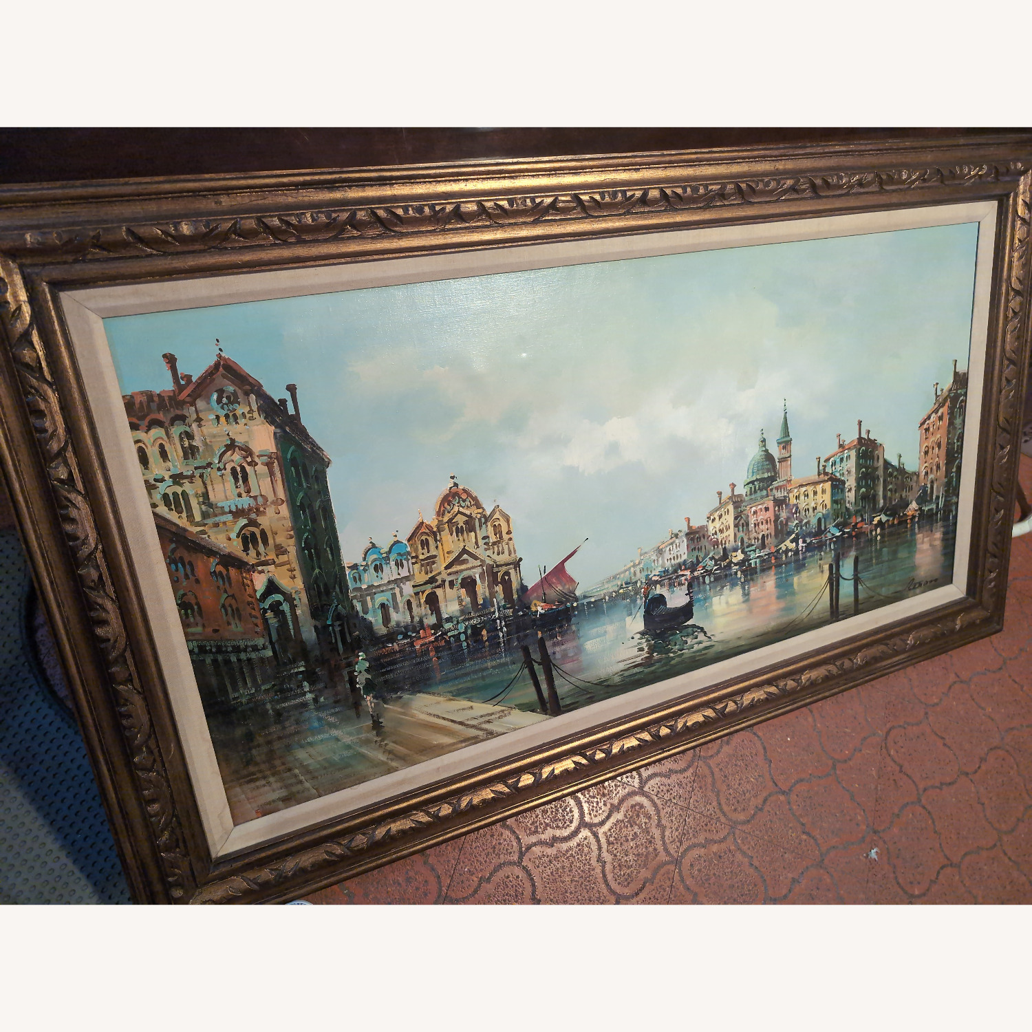 Vintage 1935 Ventician Canal W Frame - image-3