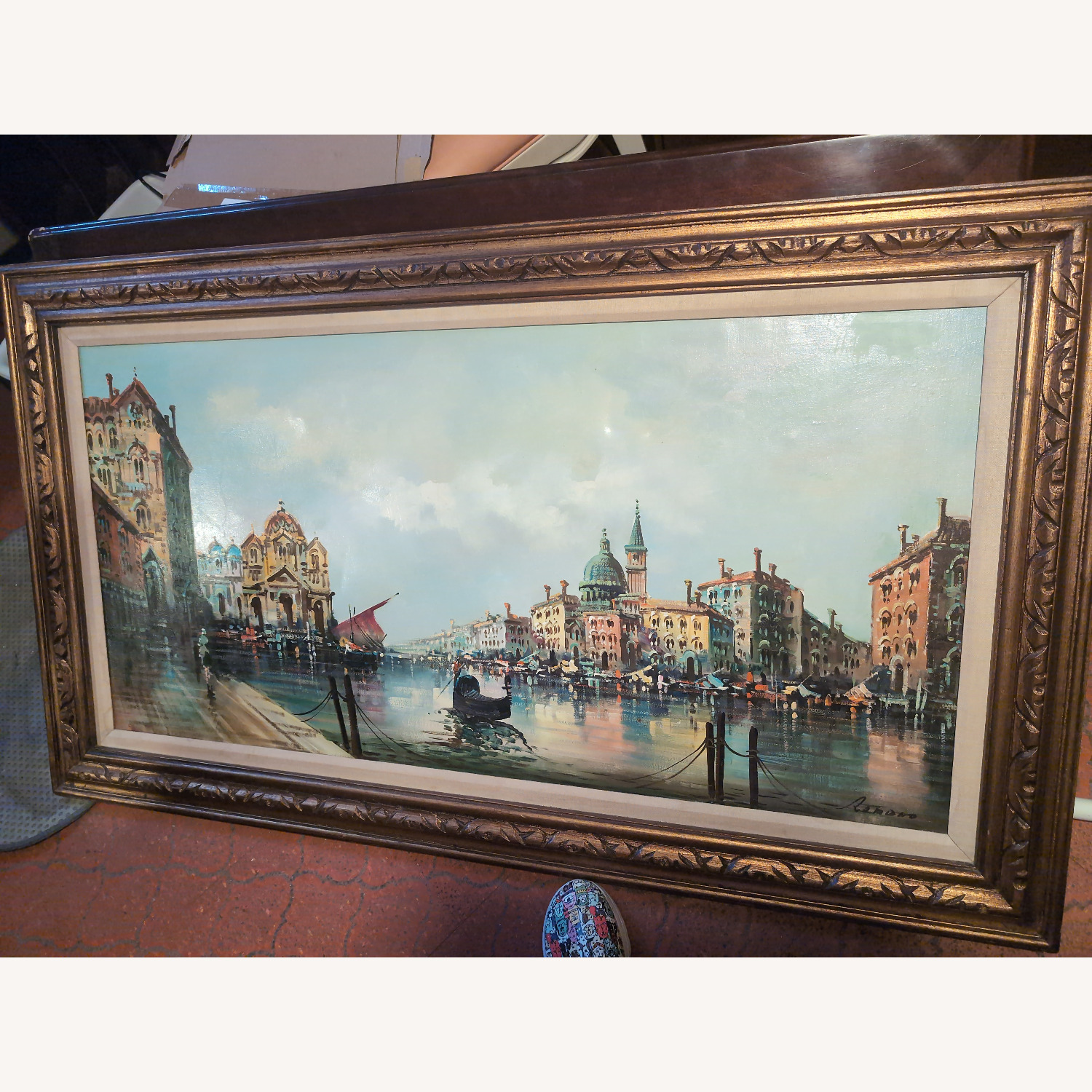 Vintage 1935 Ventician Canal W Frame - image-2