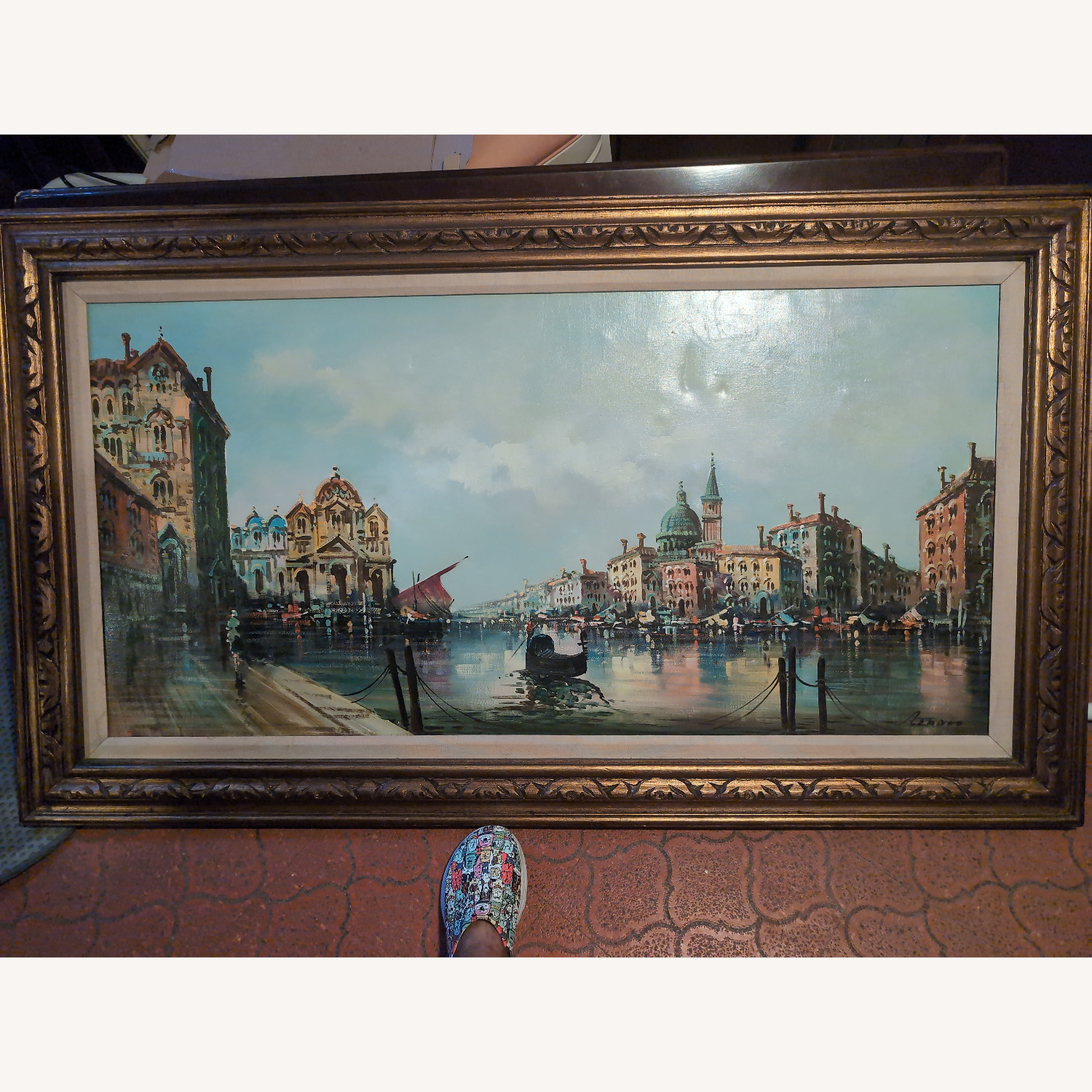 Vintage 1935 Ventician Canal W Frame - image-1