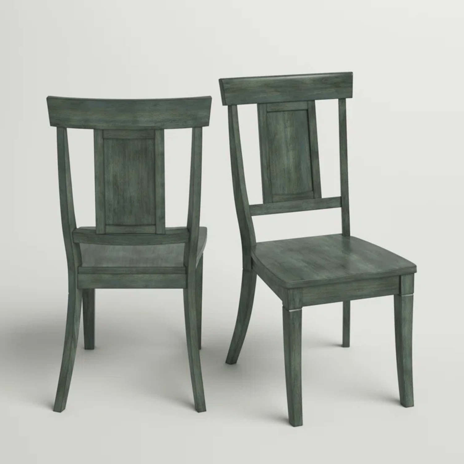Sage Green Solid Wood Dining Chairs - image-0