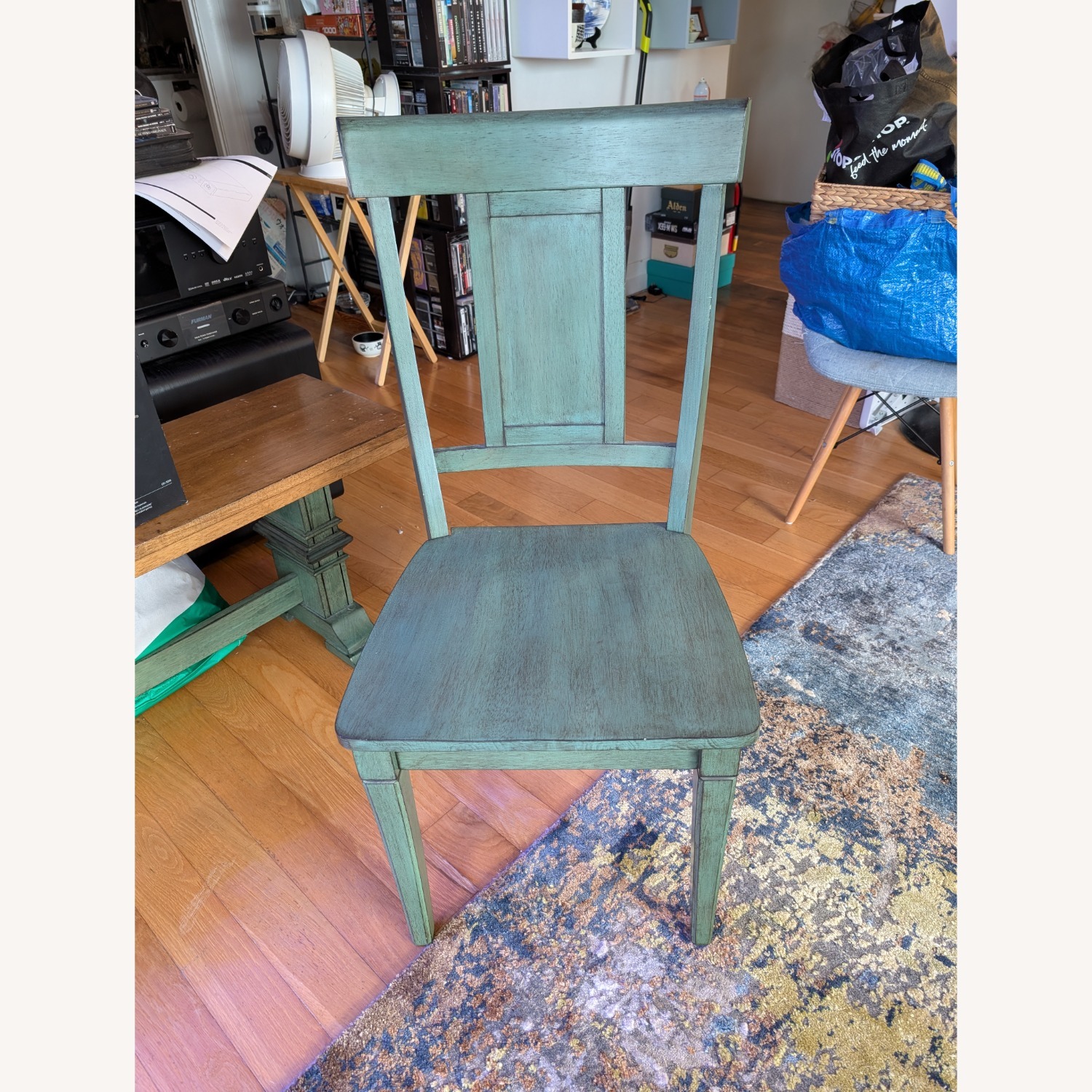 Sage Green Solid Wood Dining Chairs - image-1