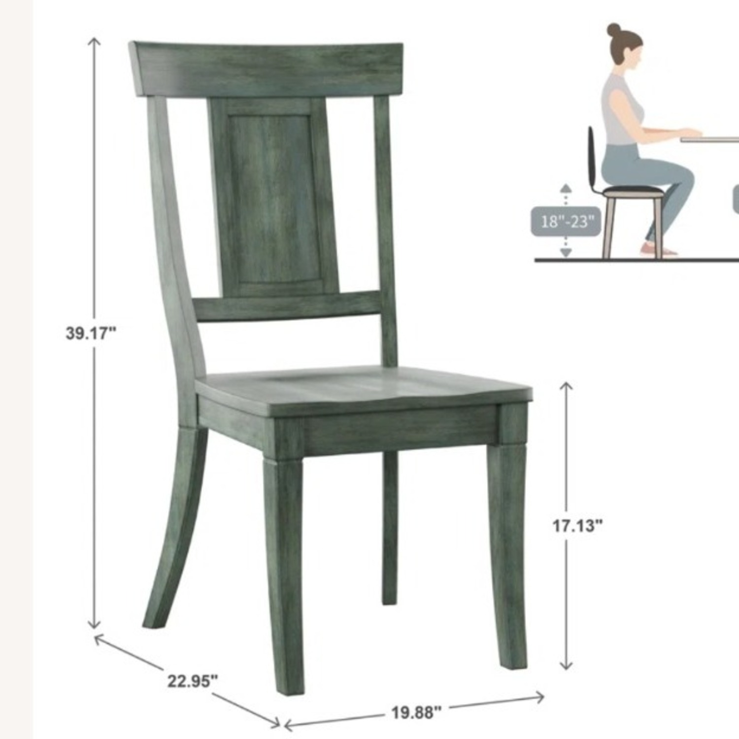 Sage Green Solid Wood Dining Chairs - image-4