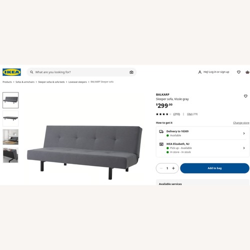 Used IKEA BALKARP Sleeper Sofa for sale on AptDeco