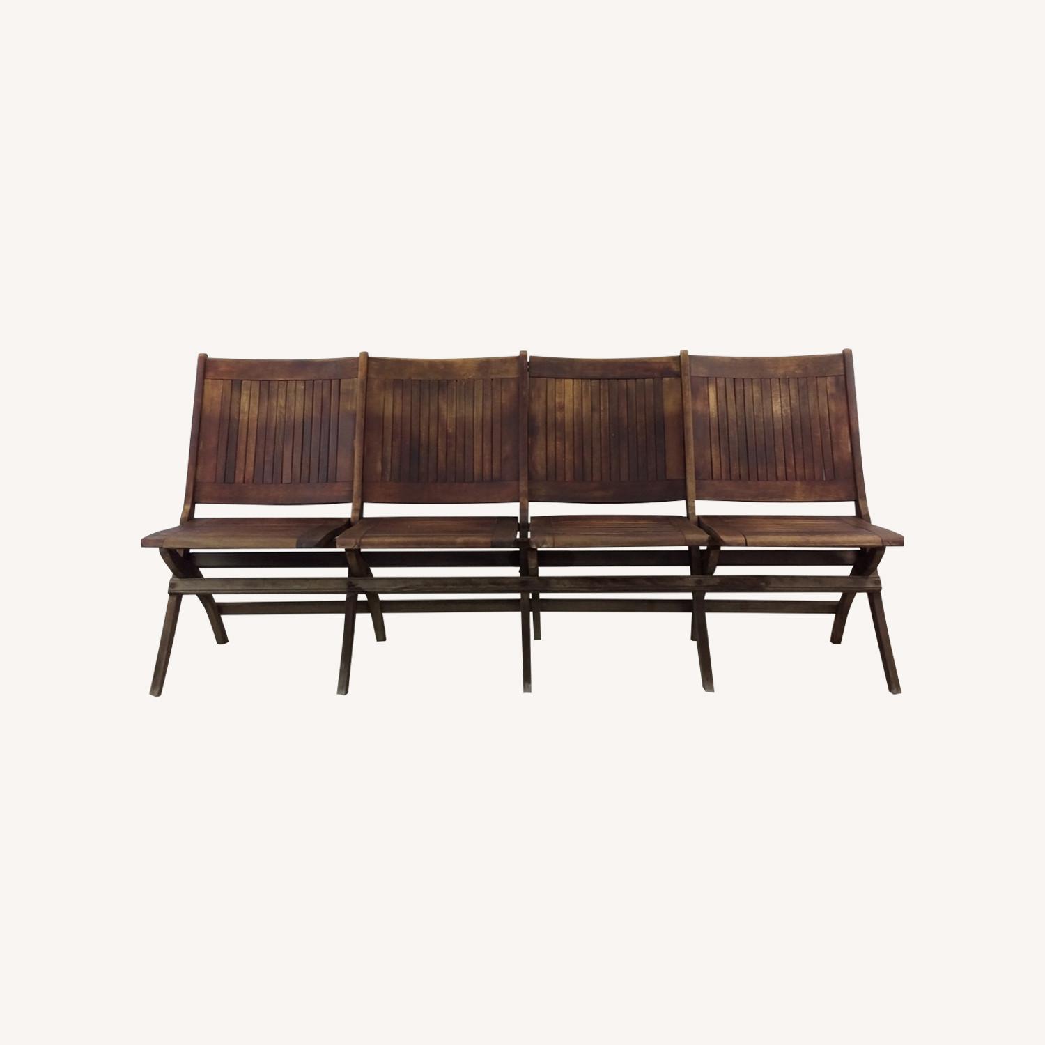 Antique Set of 4 Folding Theater Seats - image-0