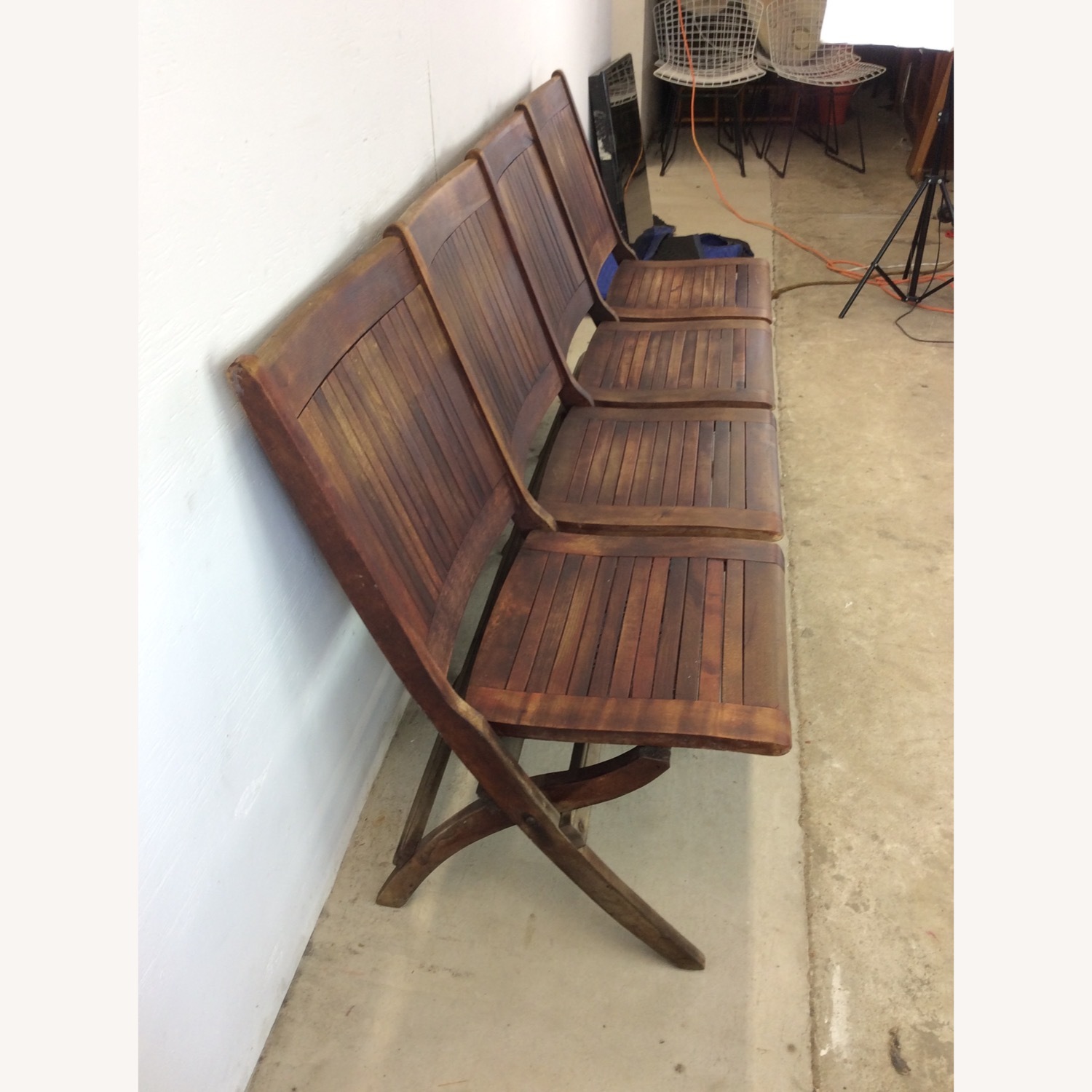 Antique Set of 4 Folding Theater Seats - image-14