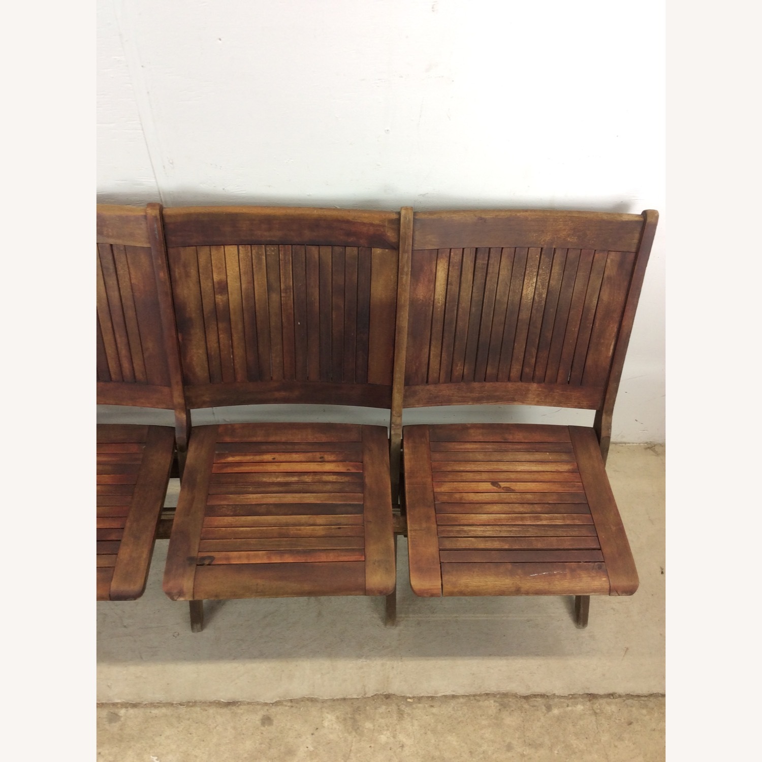 Antique Set of 4 Folding Theater Seats - image-5
