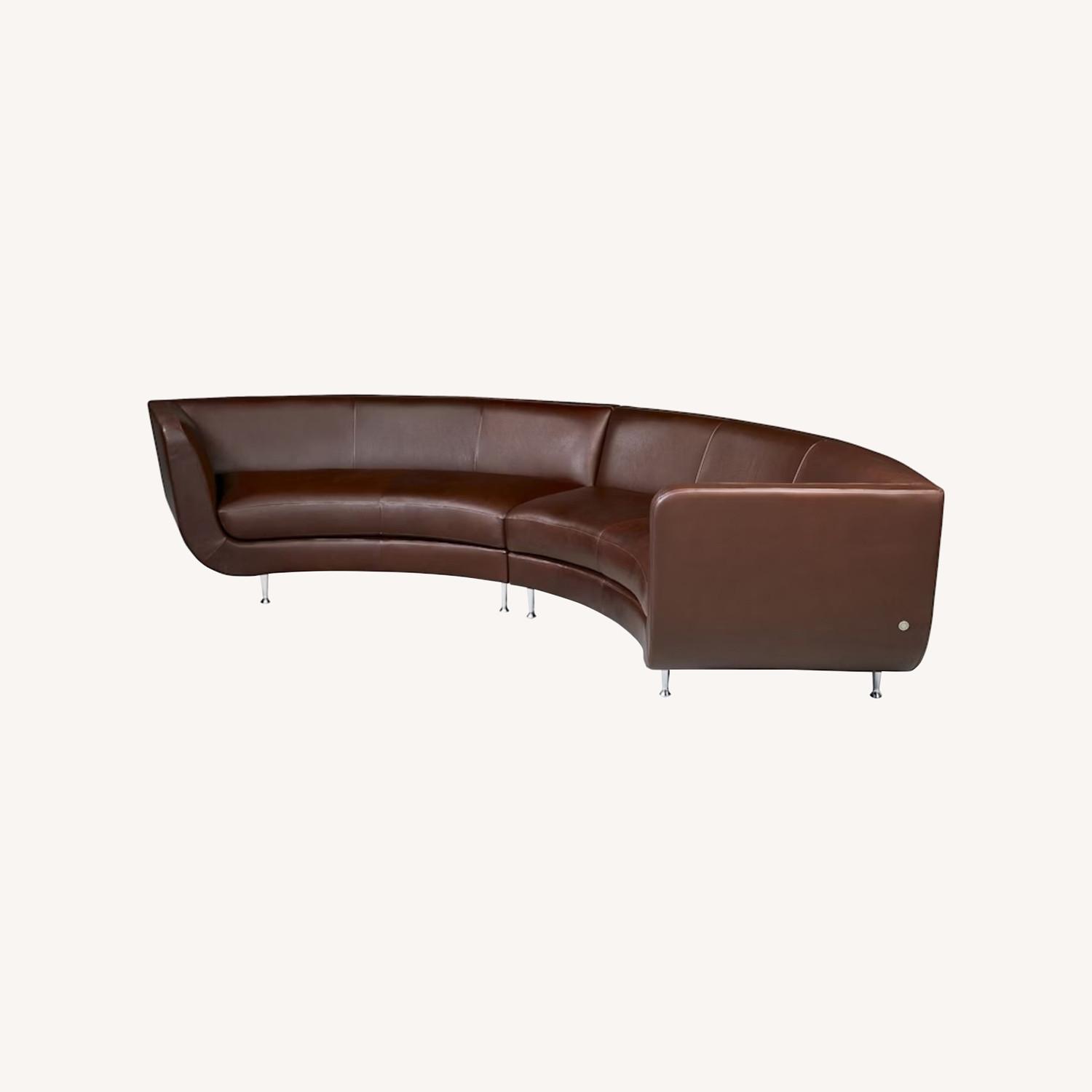 Stylish Curved Leather Sofa - image-0