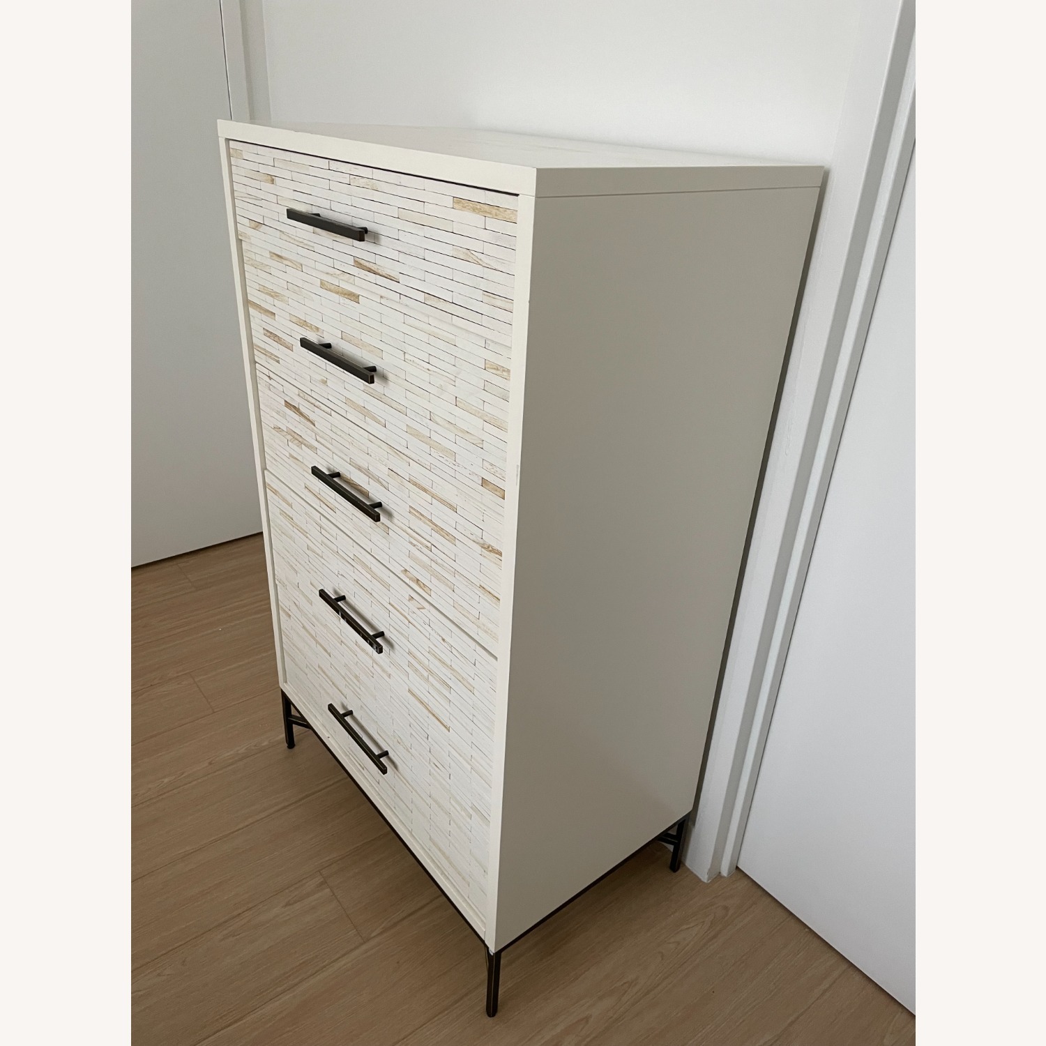 West Elm Wood Tiled 5-Drawer Dresser, White - image-2