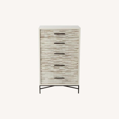 Used West Elm Wood Tiled 5-Drawer Dresser, White for sale on AptDeco